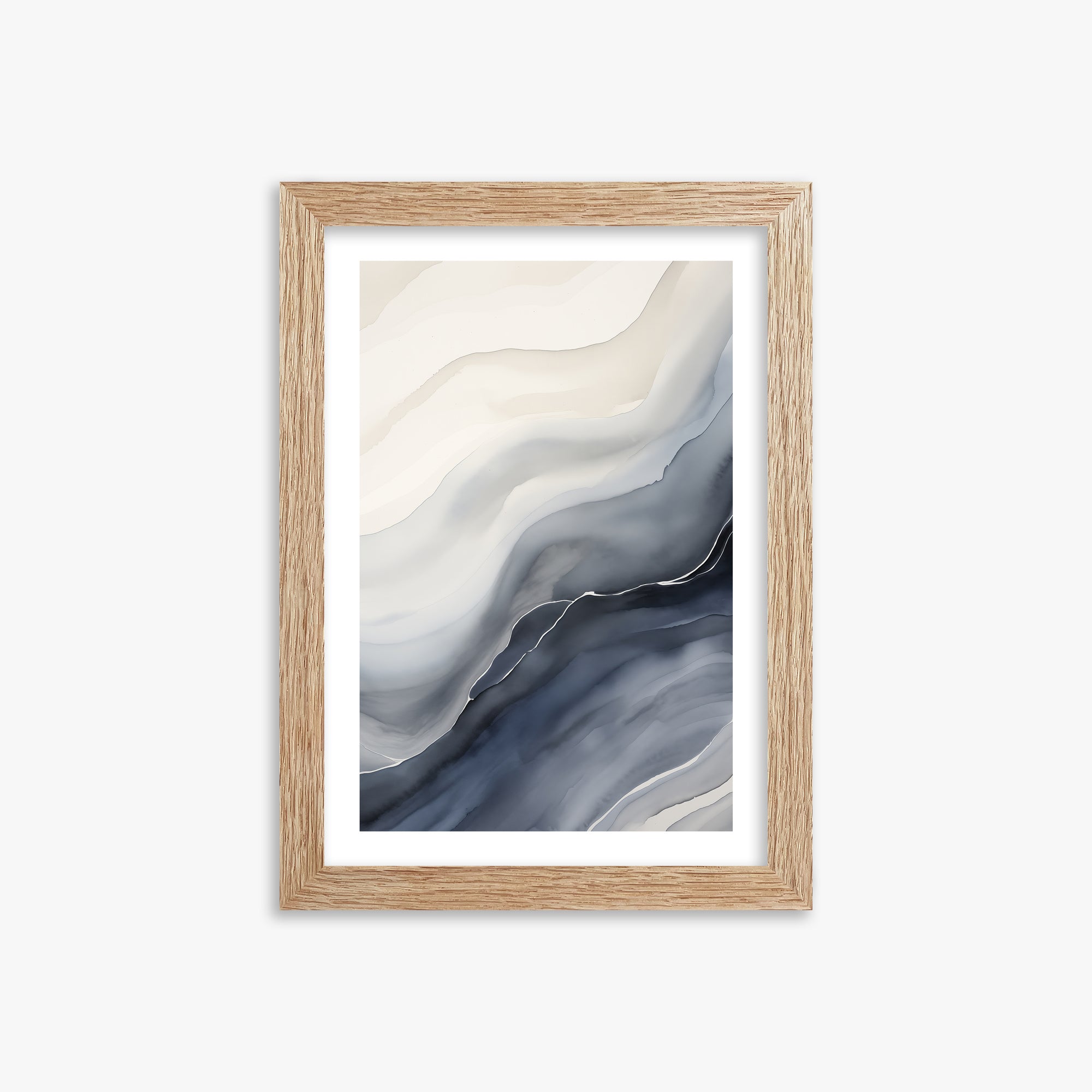 Ebb & Flow, 21x30cm Framed Poster With Raw Oak Frame