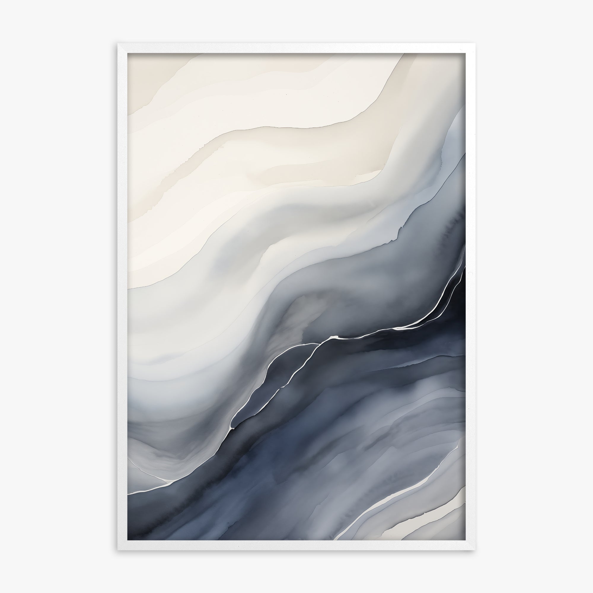 Ebb & Flow, White Framed Poster With White Frame
