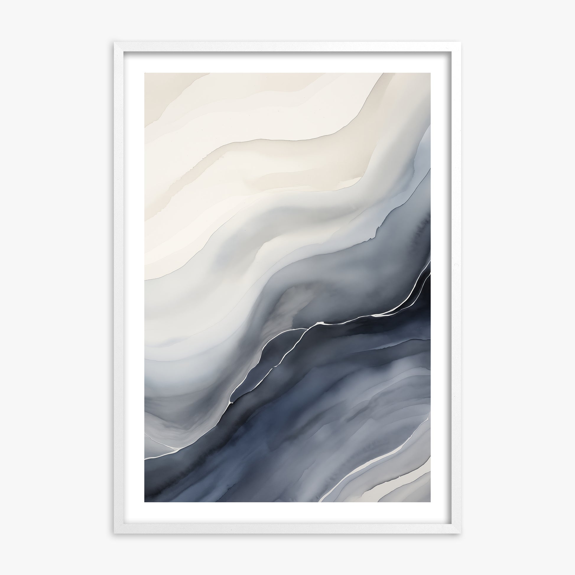 Ebb & Flow, 70x100cm Framed Poster With White Frame