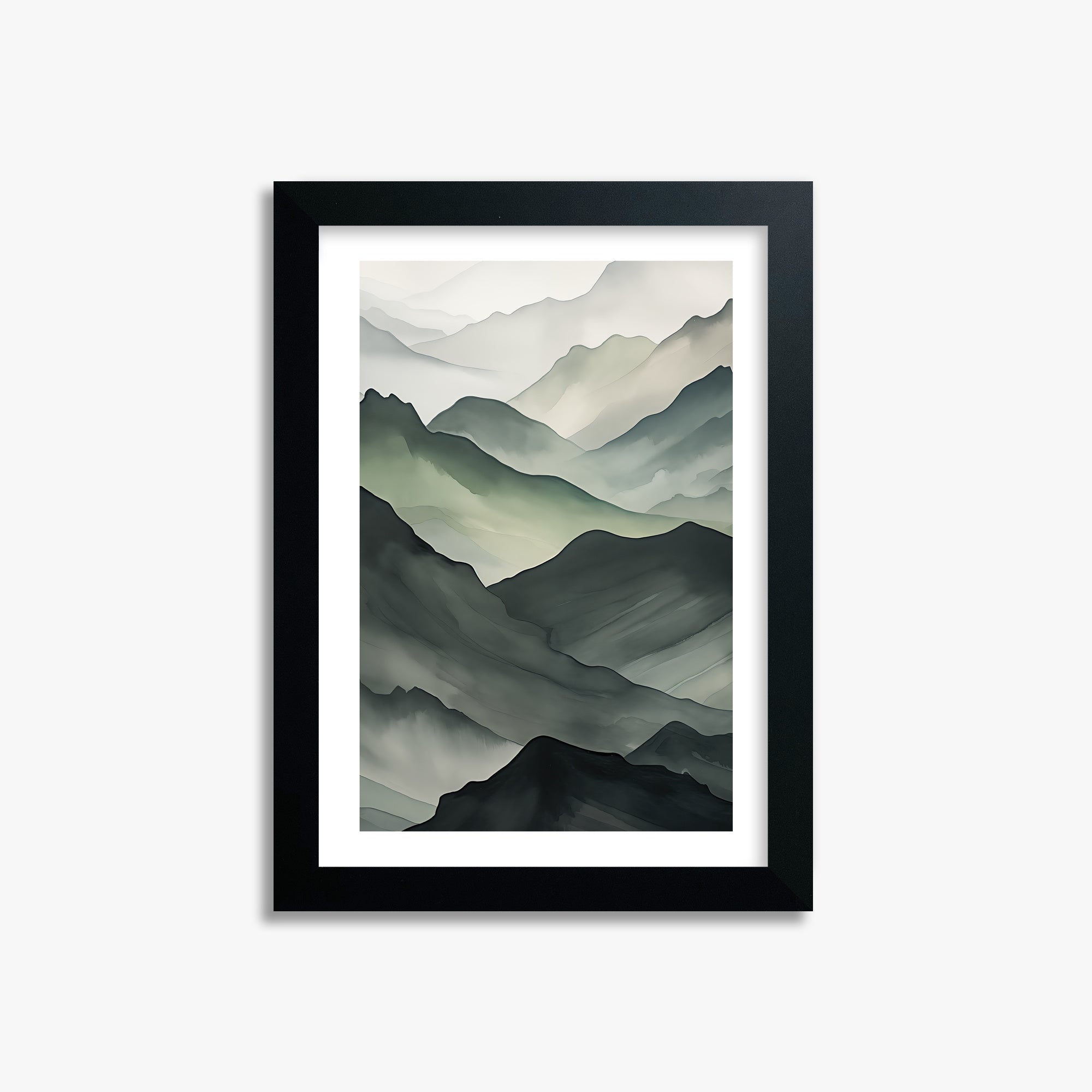 Misty Mountain Layers, 21x30cm Framed Poster With Black Frame