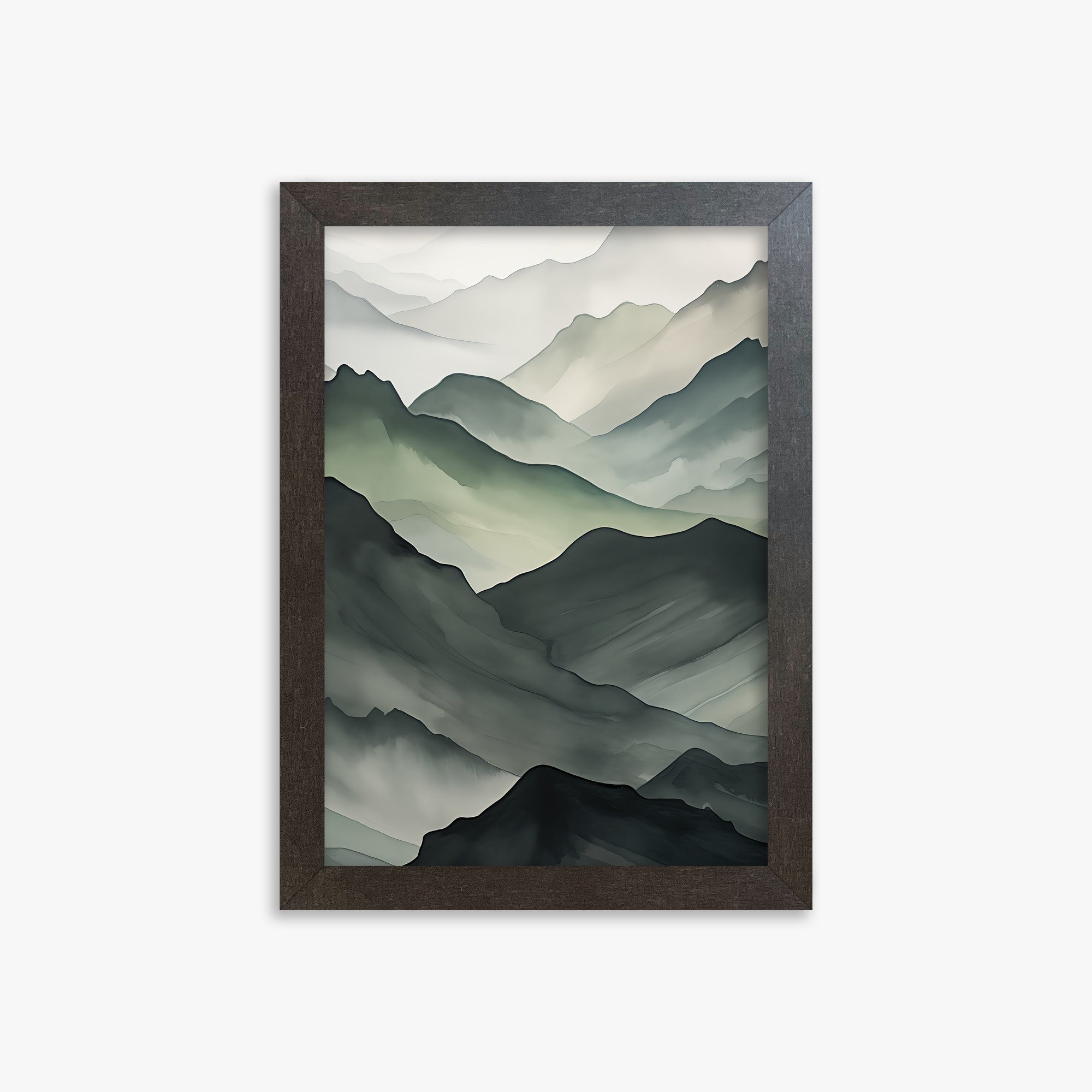 Misty Mountain Layers, 21x30cm Framed Poster With Espresso Frame
