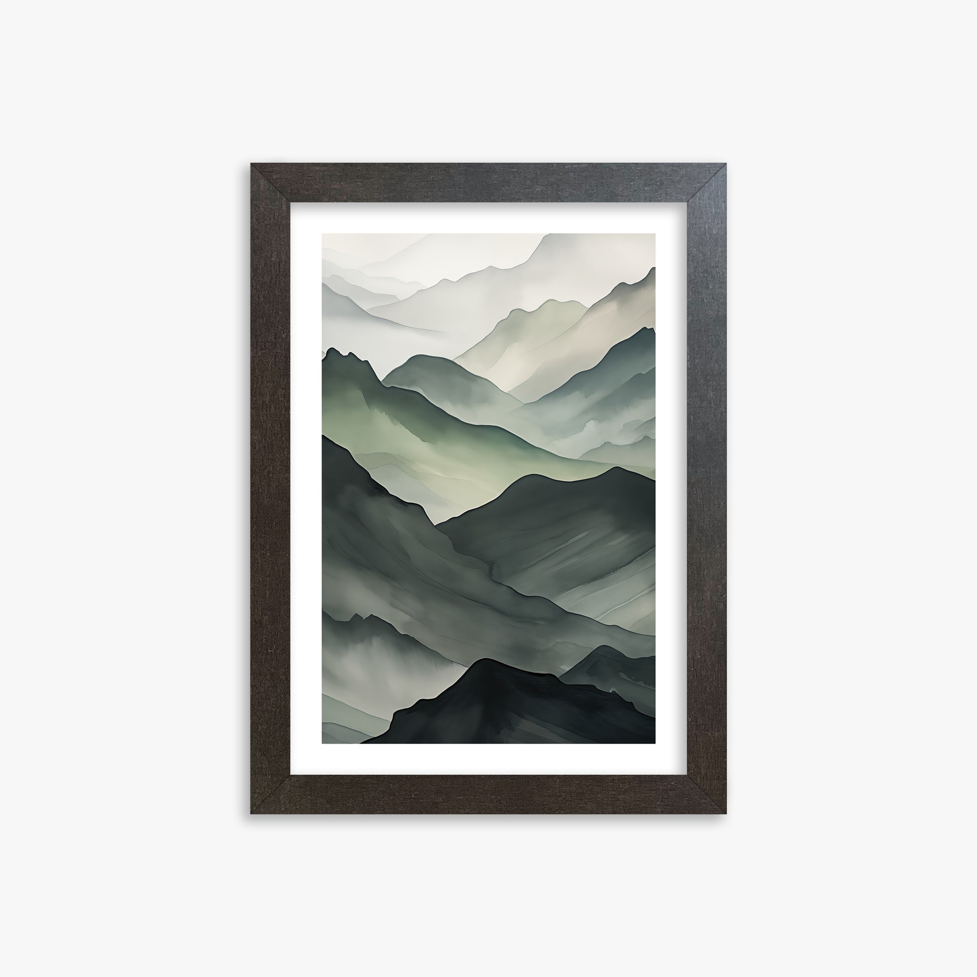 Misty Mountain Layers, 21x30cm Framed Poster With Espresso Frame
