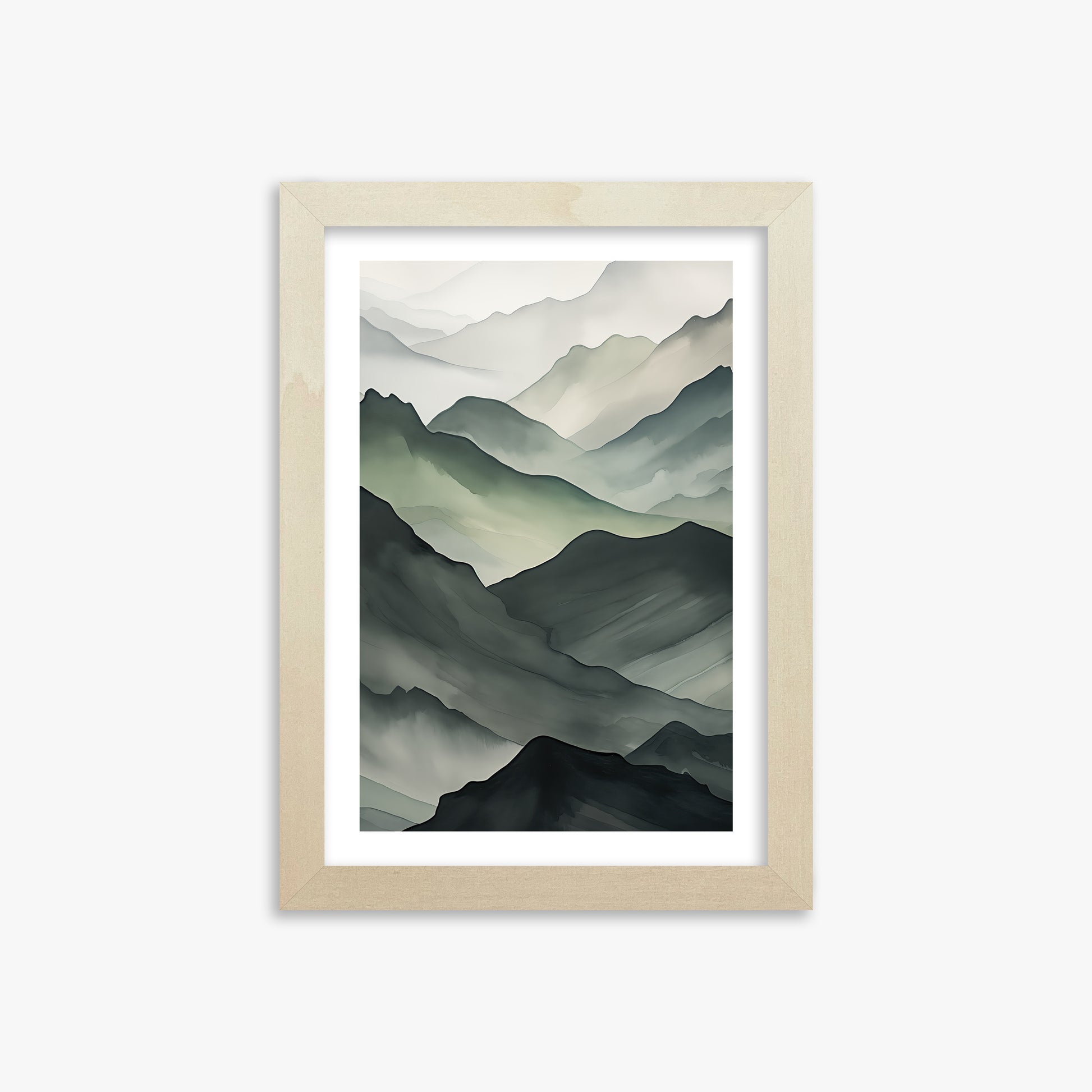 Misty Mountain Layers, 21x30cm Framed Poster With Lime Wood Frame