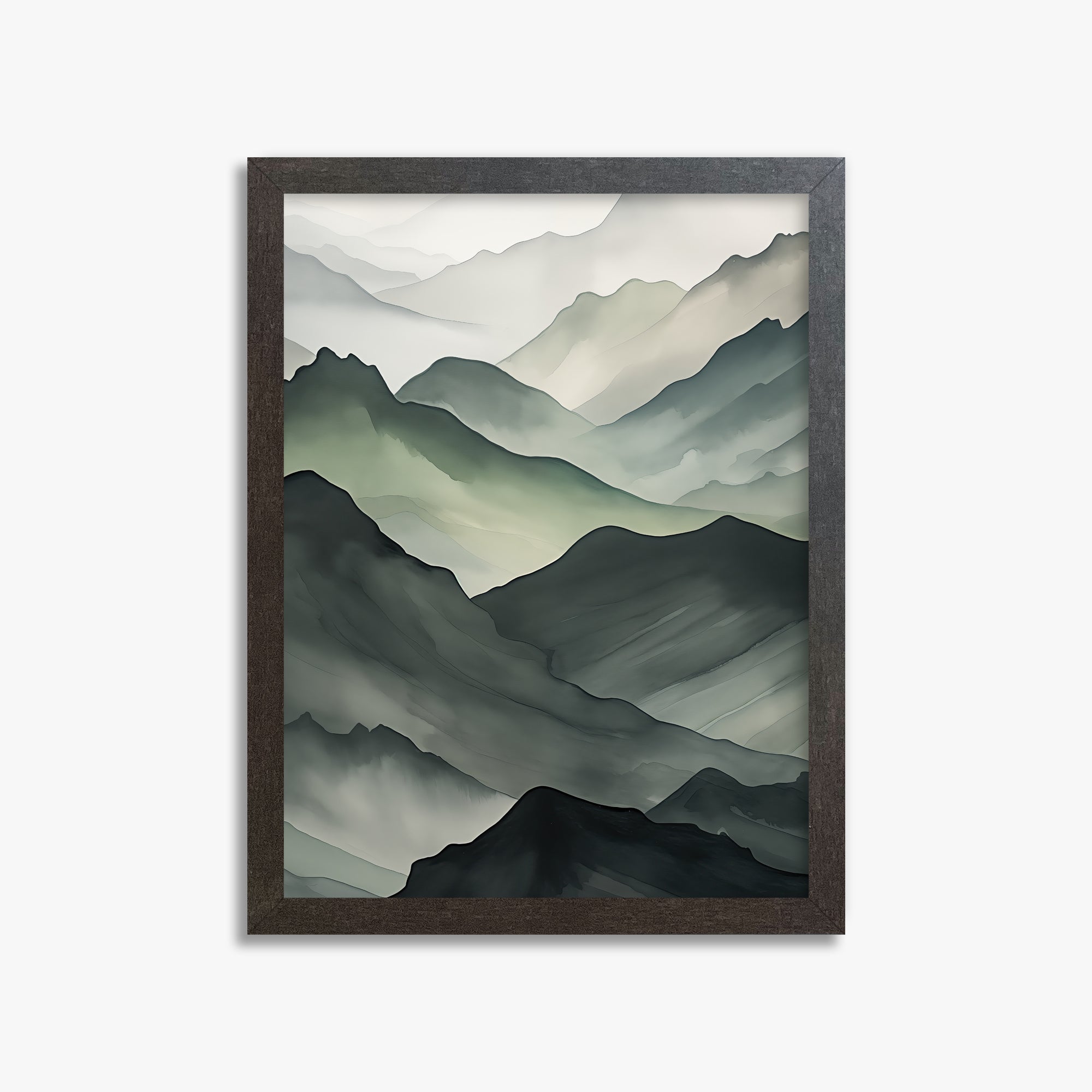 Misty Mountain Layers, 30x40cm Framed Poster With Espresso Frame
