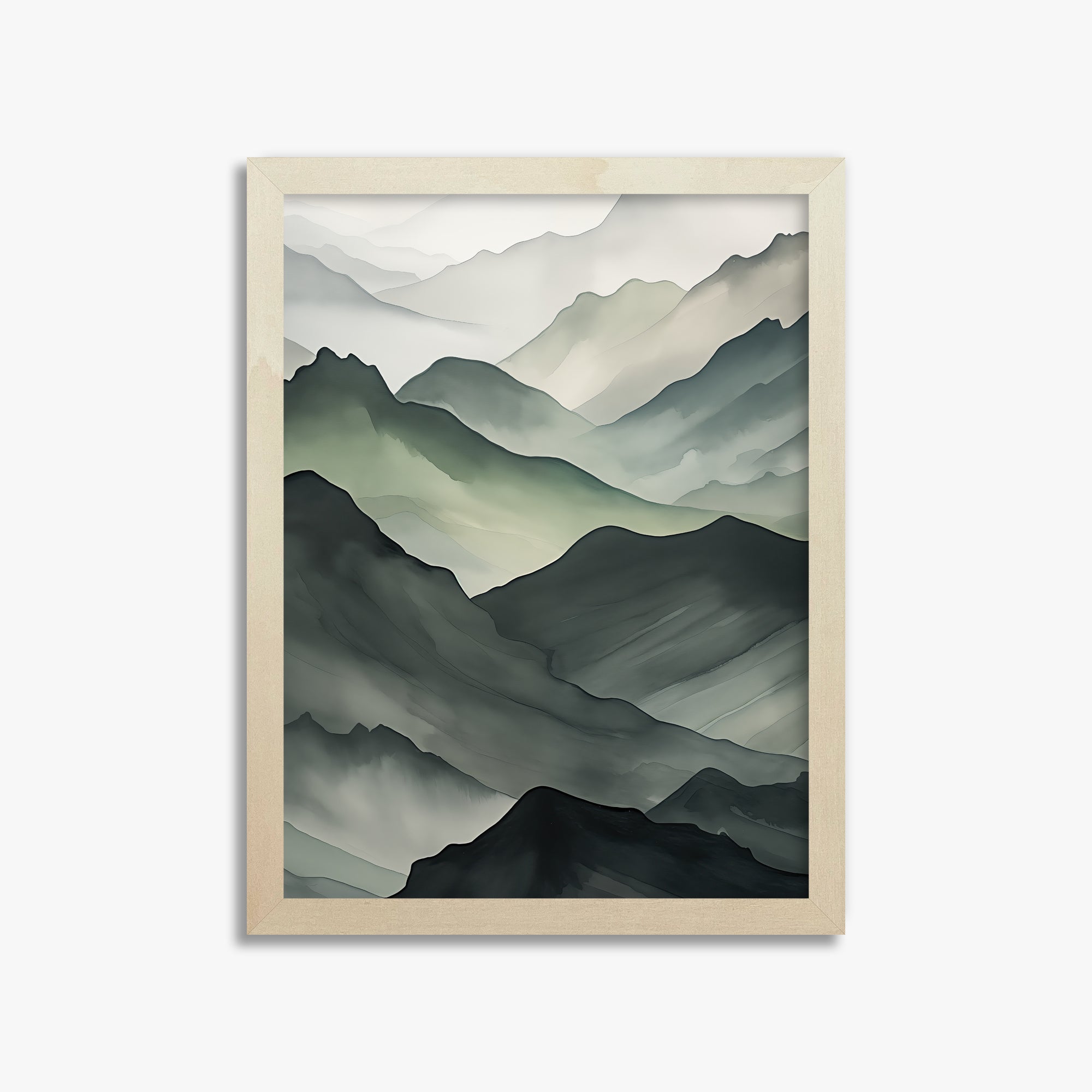 Misty Mountain Layers, 30x40cm Framed Poster With Lime Wood Frame