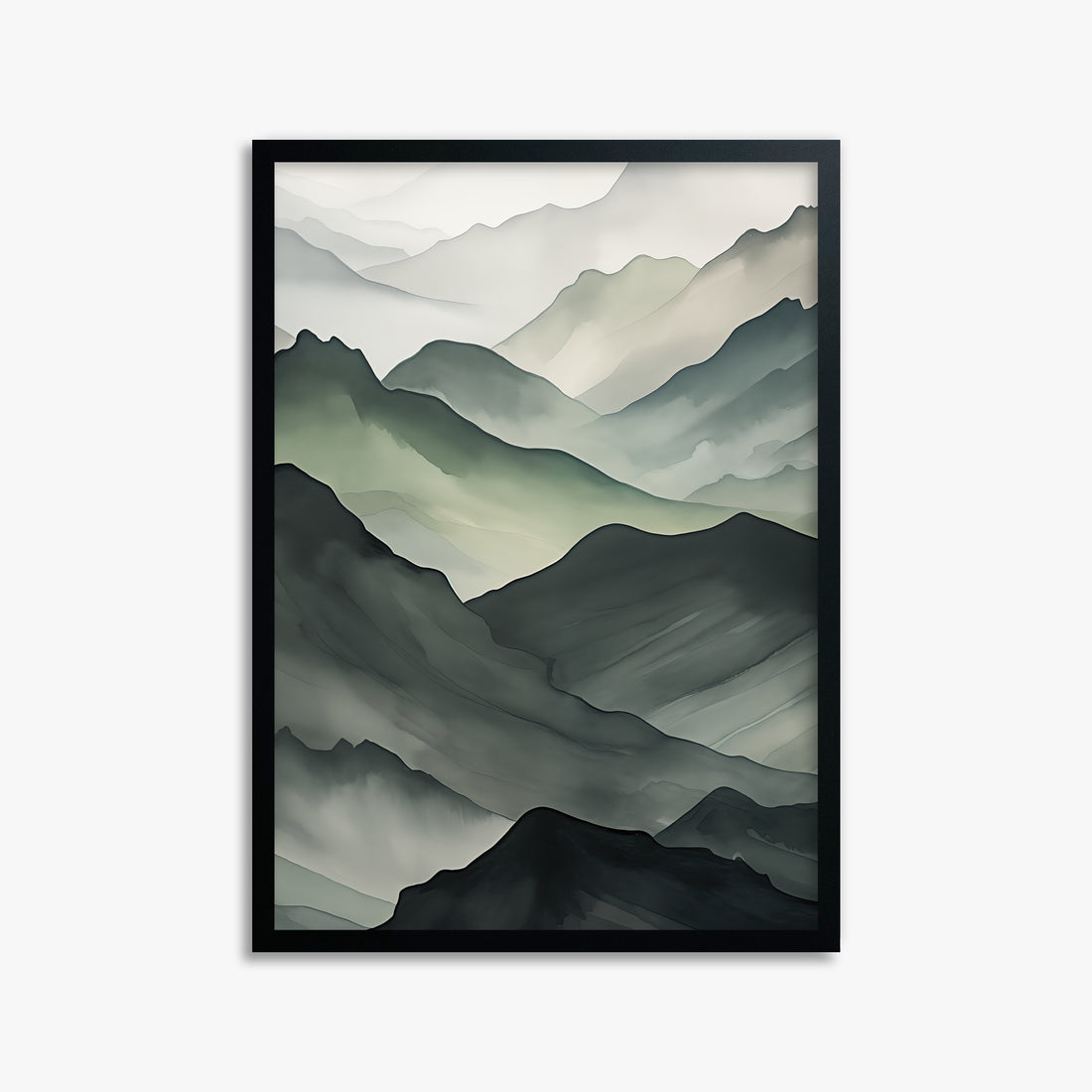Misty Mountain Layers, 50x70cm Framed Poster With Black Frame