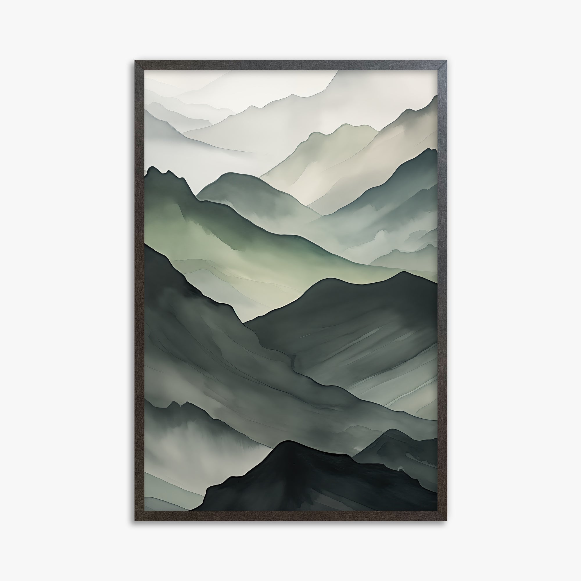 Misty Mountain Layers, 61x91cm Framed Poster With Espresso Frame