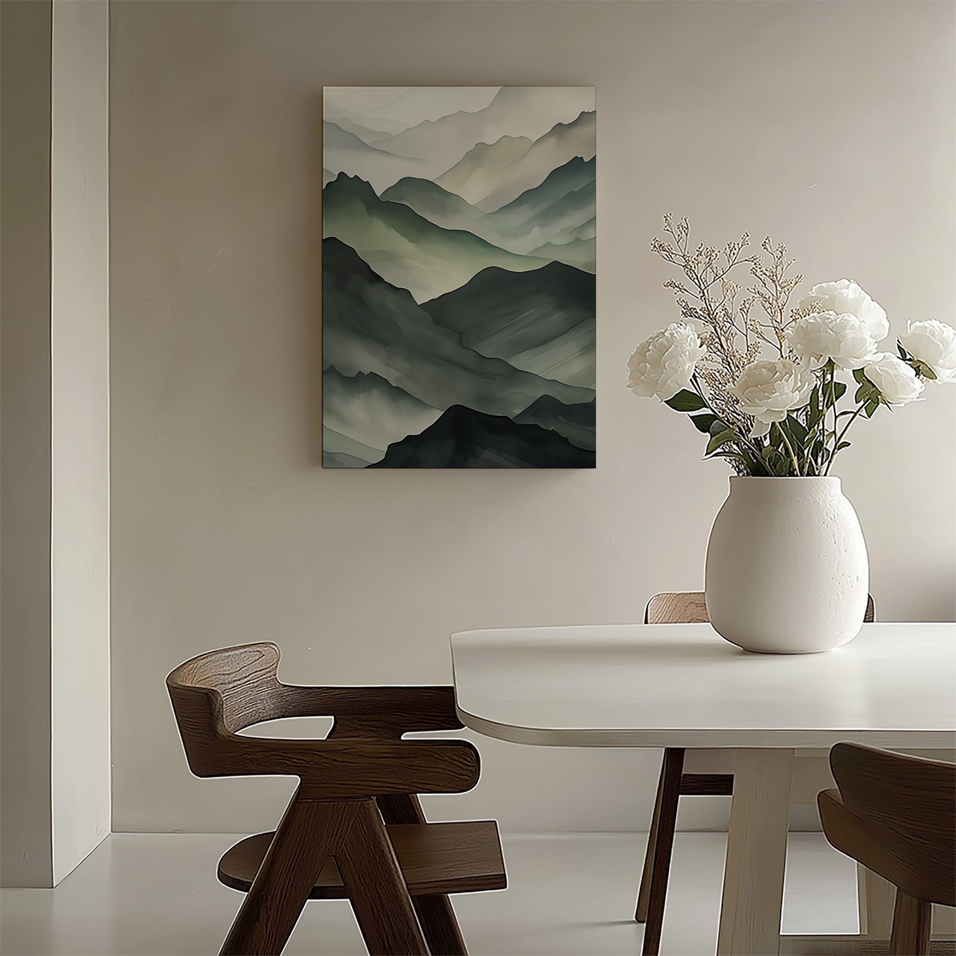 Design Concept No. 58 for Misty Mountain Layers Modern Satin Canvas Poster Art