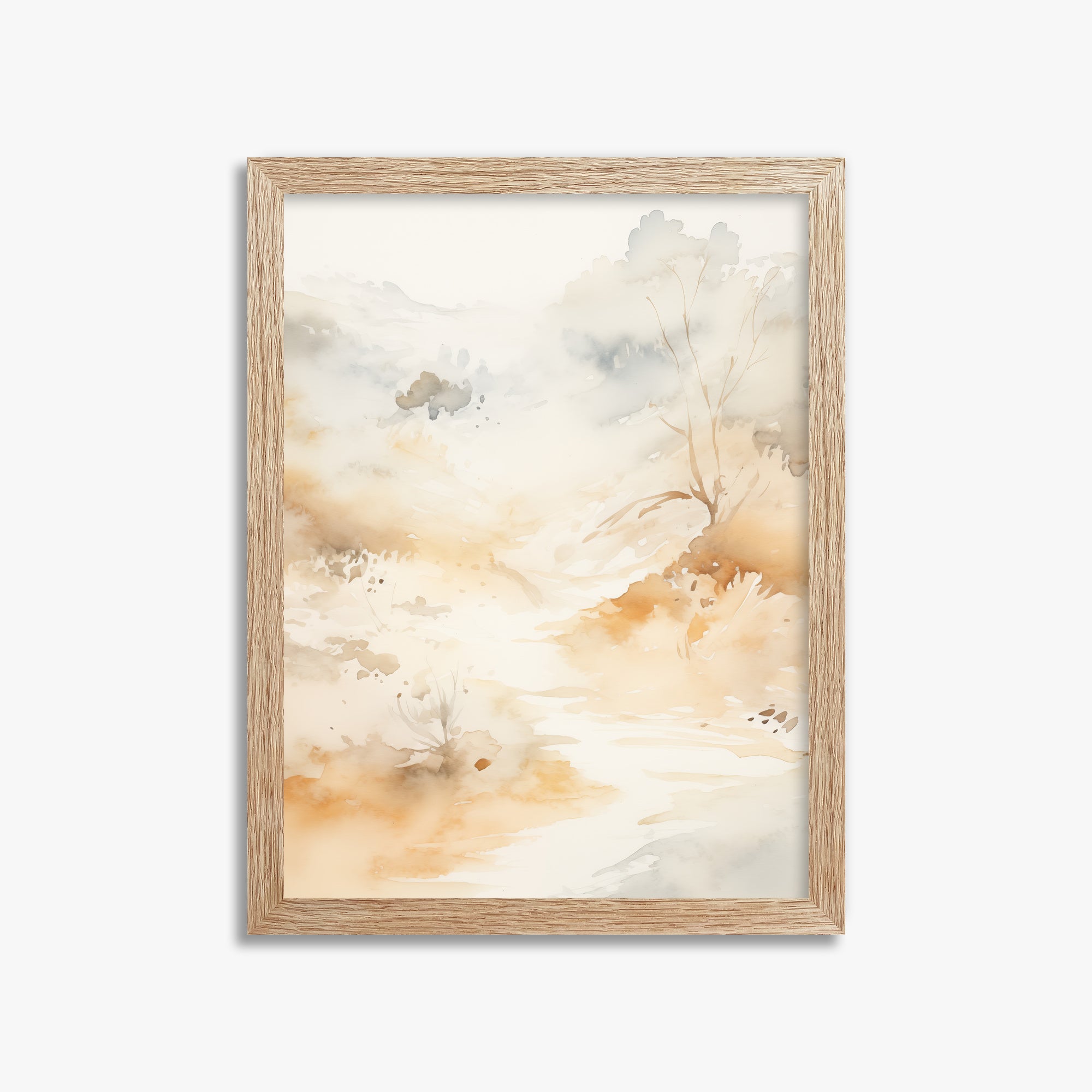 Gilded Stream, 30x40cm Framed Poster With Raw Oak Frame