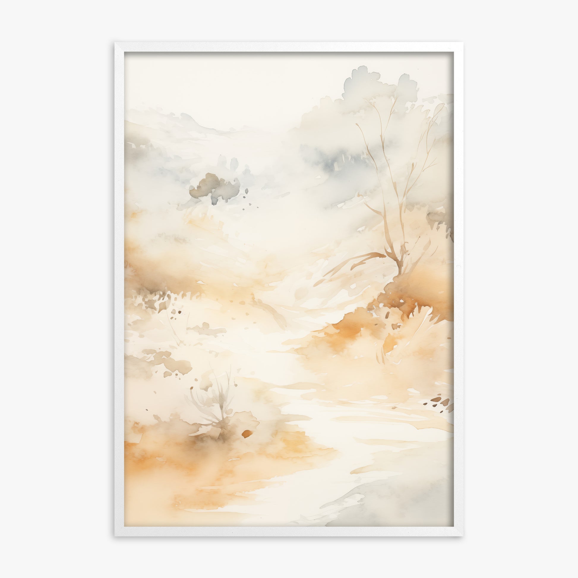 Gilded Stream, White Framed Poster With White Frame