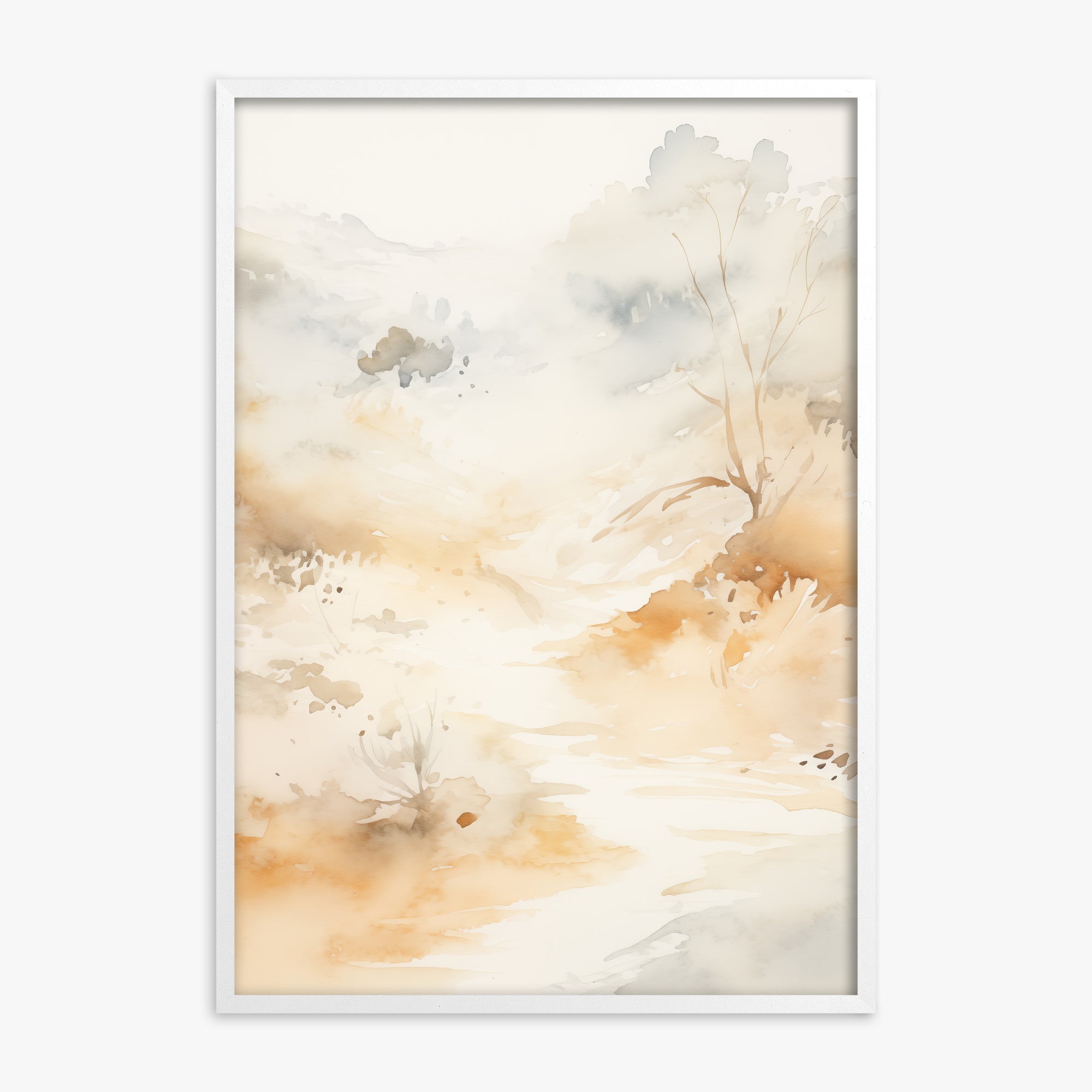 Gilded Stream, White Framed Poster With White Frame