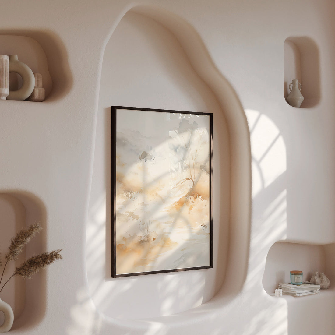 Gilded Stream, 50x70cm Framed Poster With Black Frame