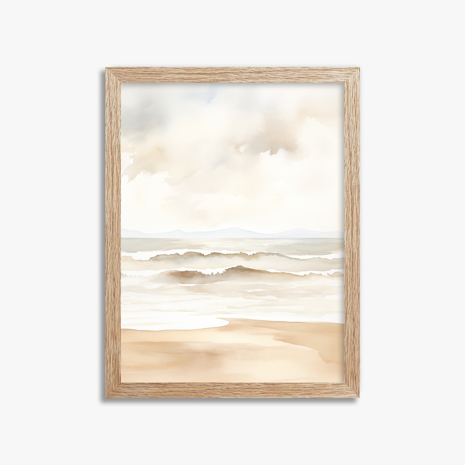 Serenity Shore, 30x40cm Framed Poster With Raw Oak Frame