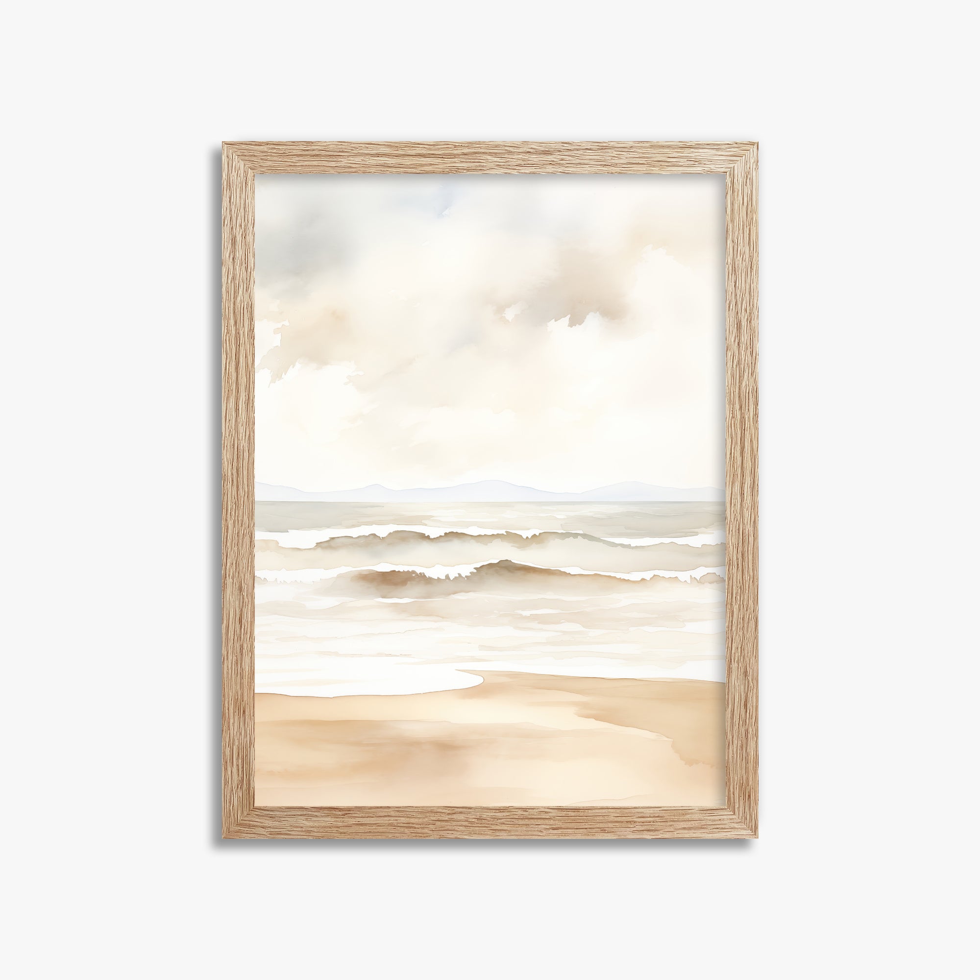Serenity Shore, 30x40cm Framed Poster With Raw Oak Frame