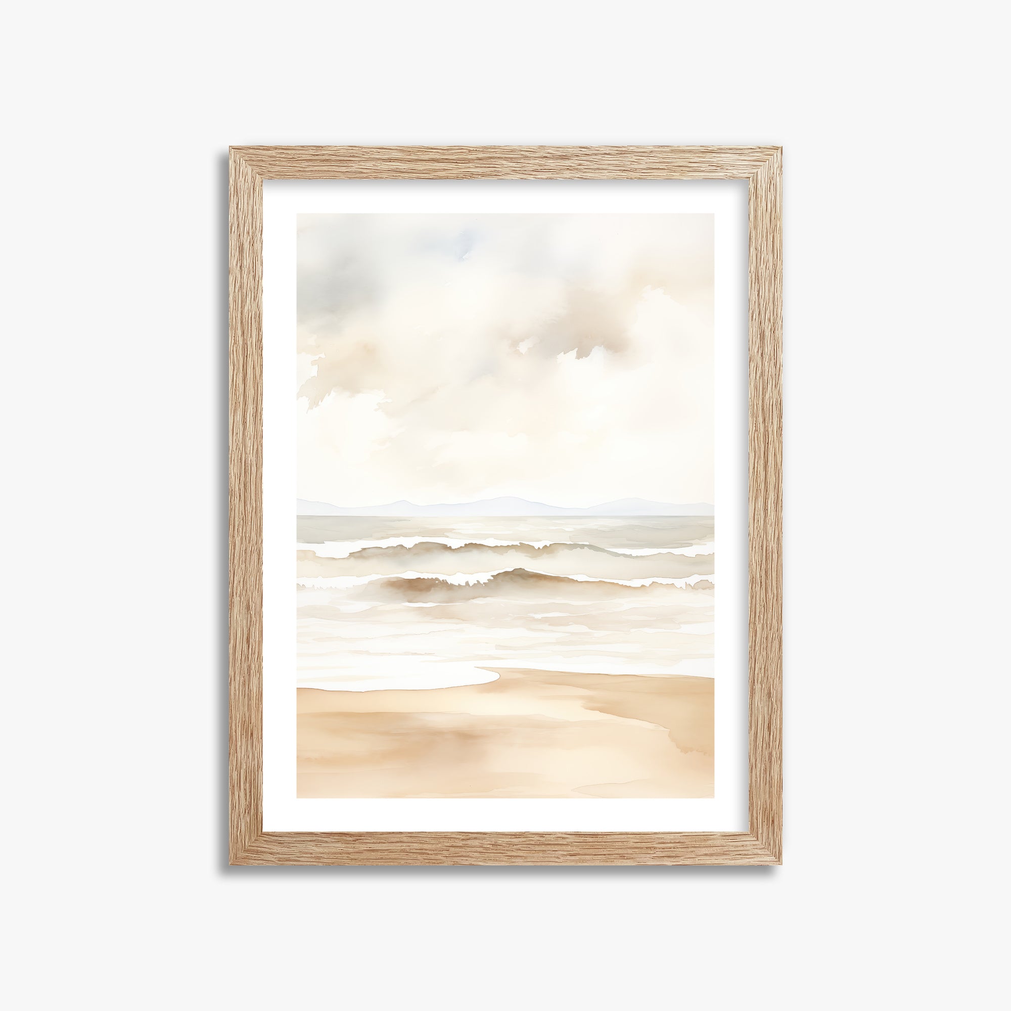 Serenity Shore, 30x40cm Framed Poster With Raw Oak Frame