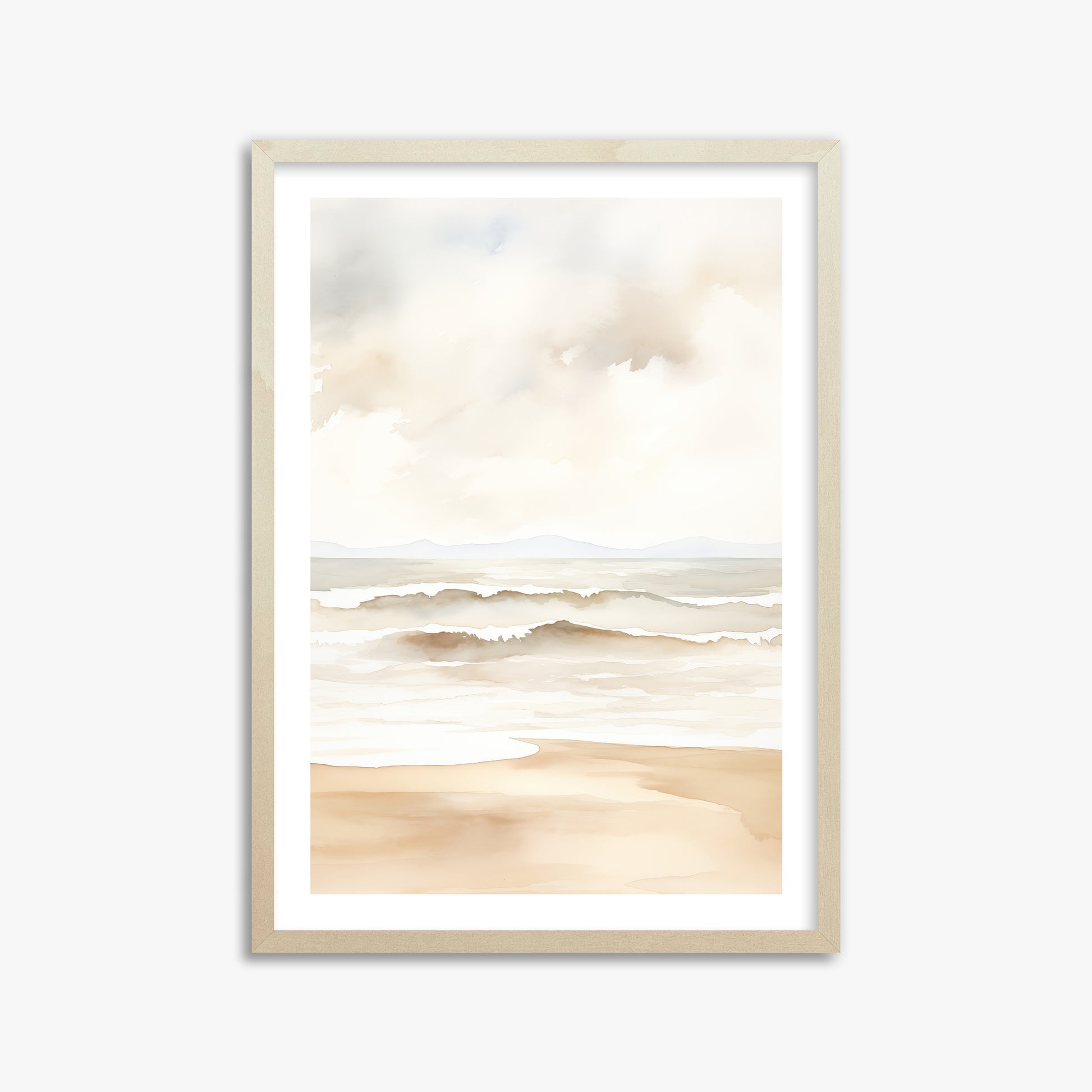Serenity Shore, 50x70cm Framed Poster With Lime Wood Frame