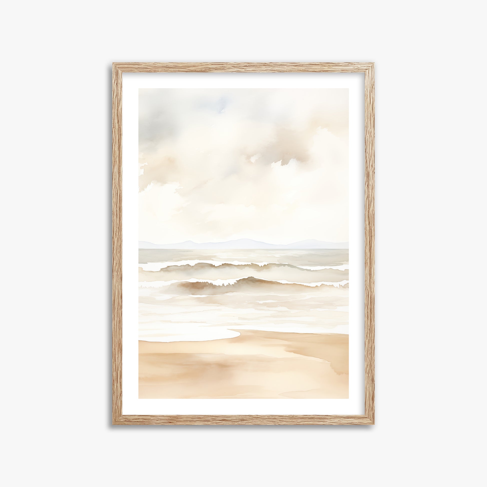 Serenity Shore, 50x70cm Framed Poster With Raw Oak Frame
