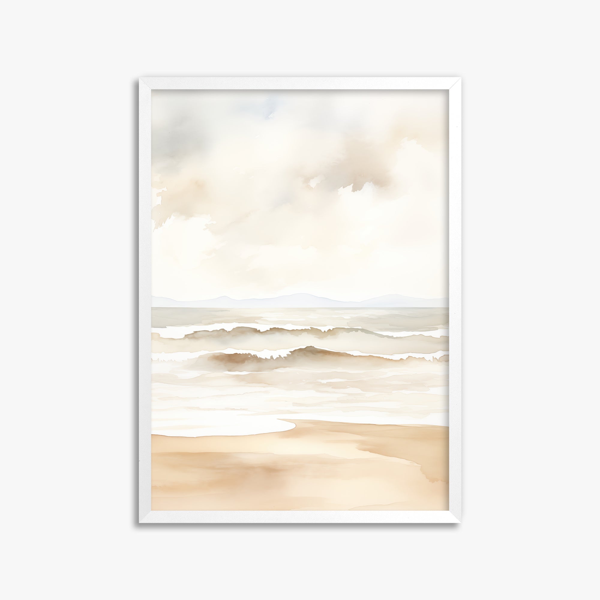 Serenity Shore, 50x70cm Framed Poster With White Frame