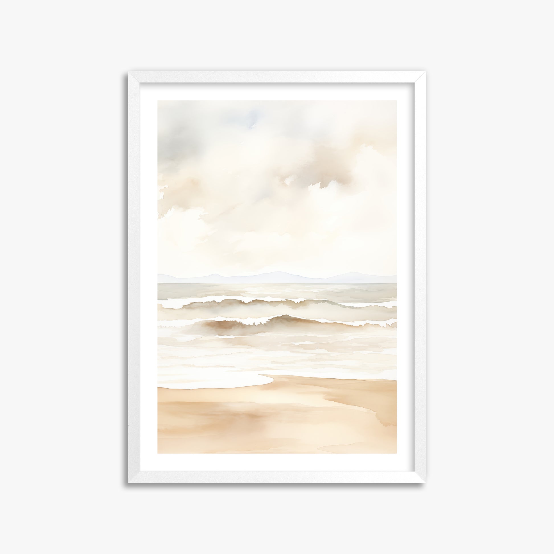 Serenity Shore, 50x70cm Framed Poster With White Frame