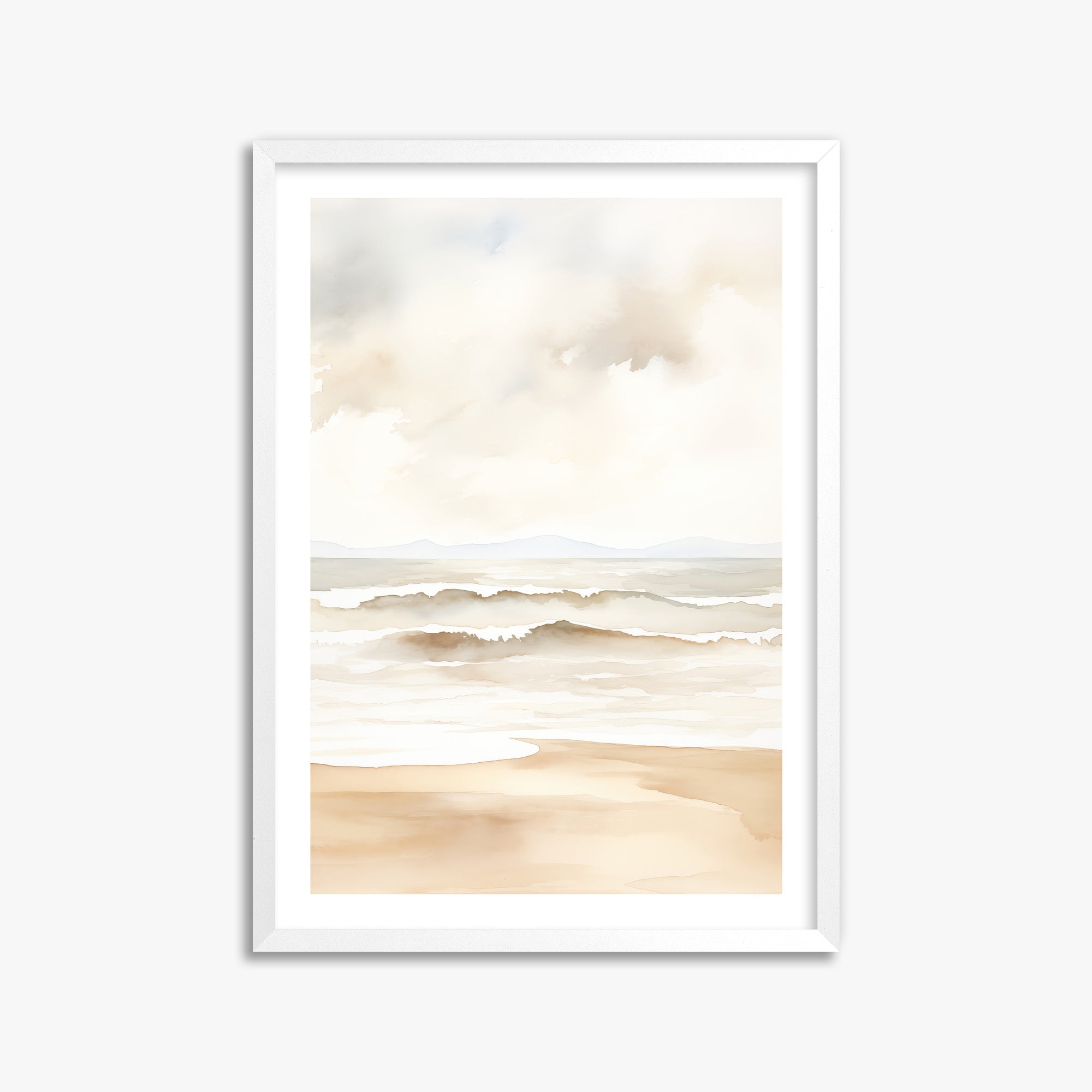 Serenity Shore, 50x70cm Framed Poster With White Frame