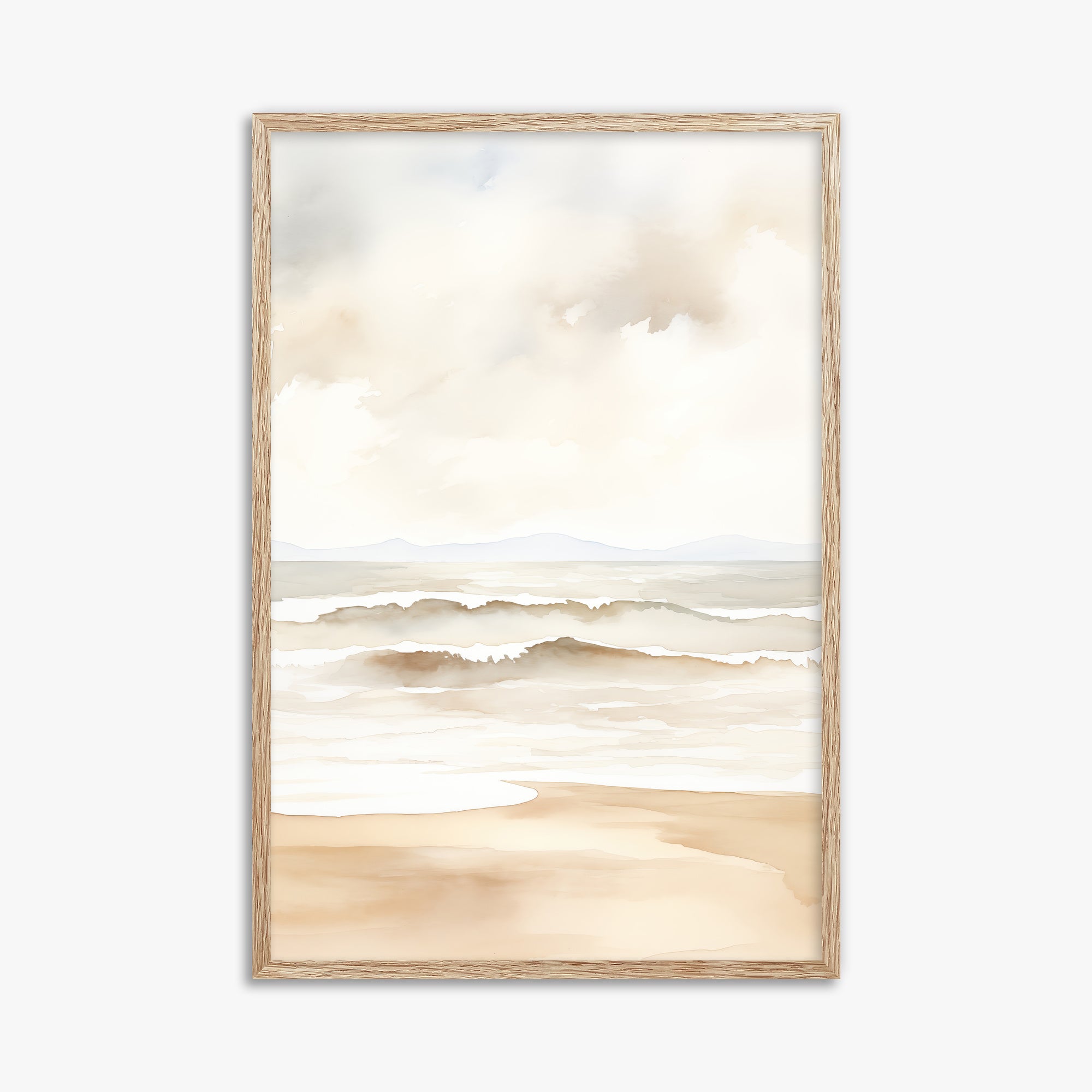 Serenity Shore, 61x91cm Framed Poster With Raw Oak Frame
