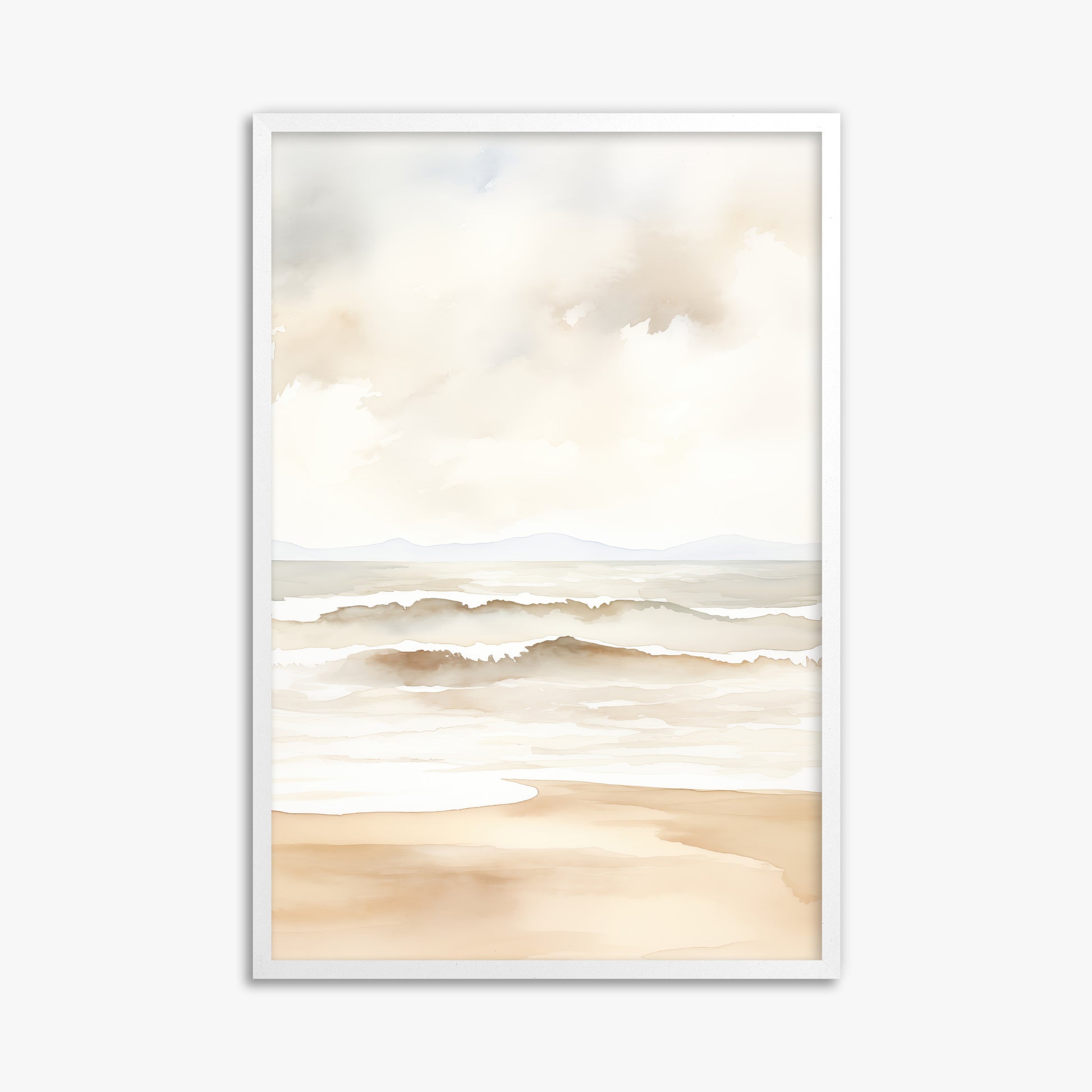 Serenity Shore, 61x91cm Framed Poster With White Frame
