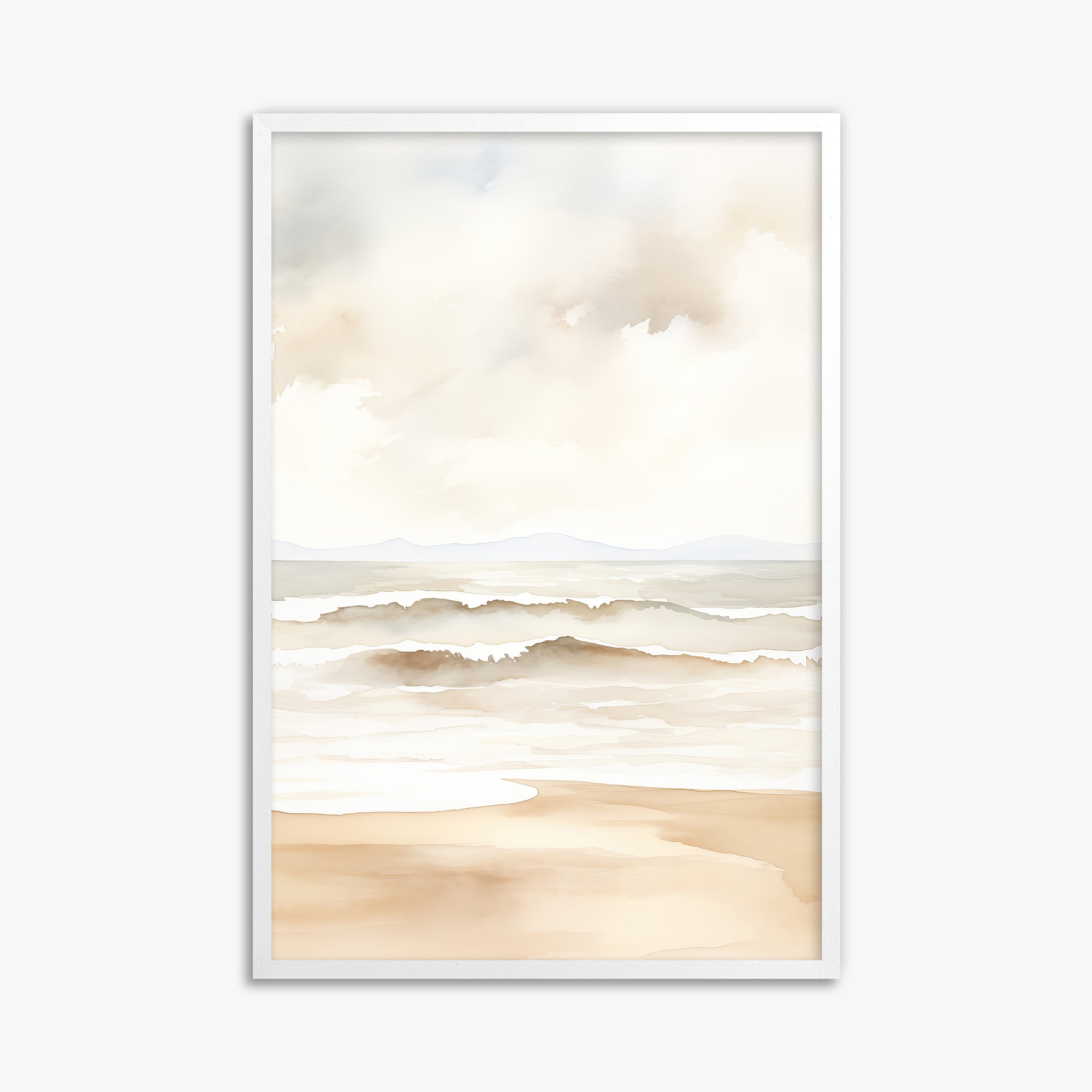 Serenity Shore, 61x91cm Framed Poster With White Frame
