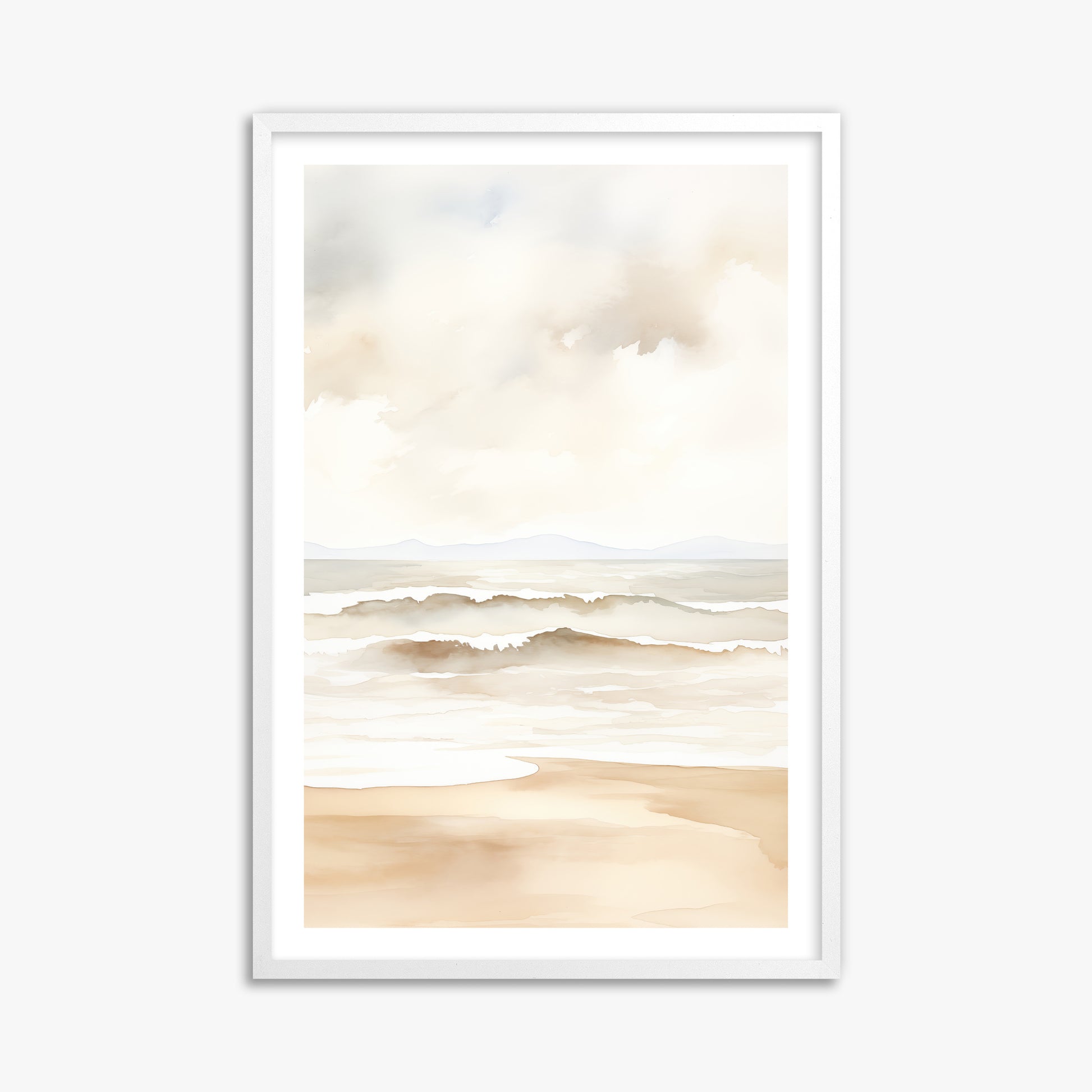 Serenity Shore, 61x91cm Framed Poster With White Frame