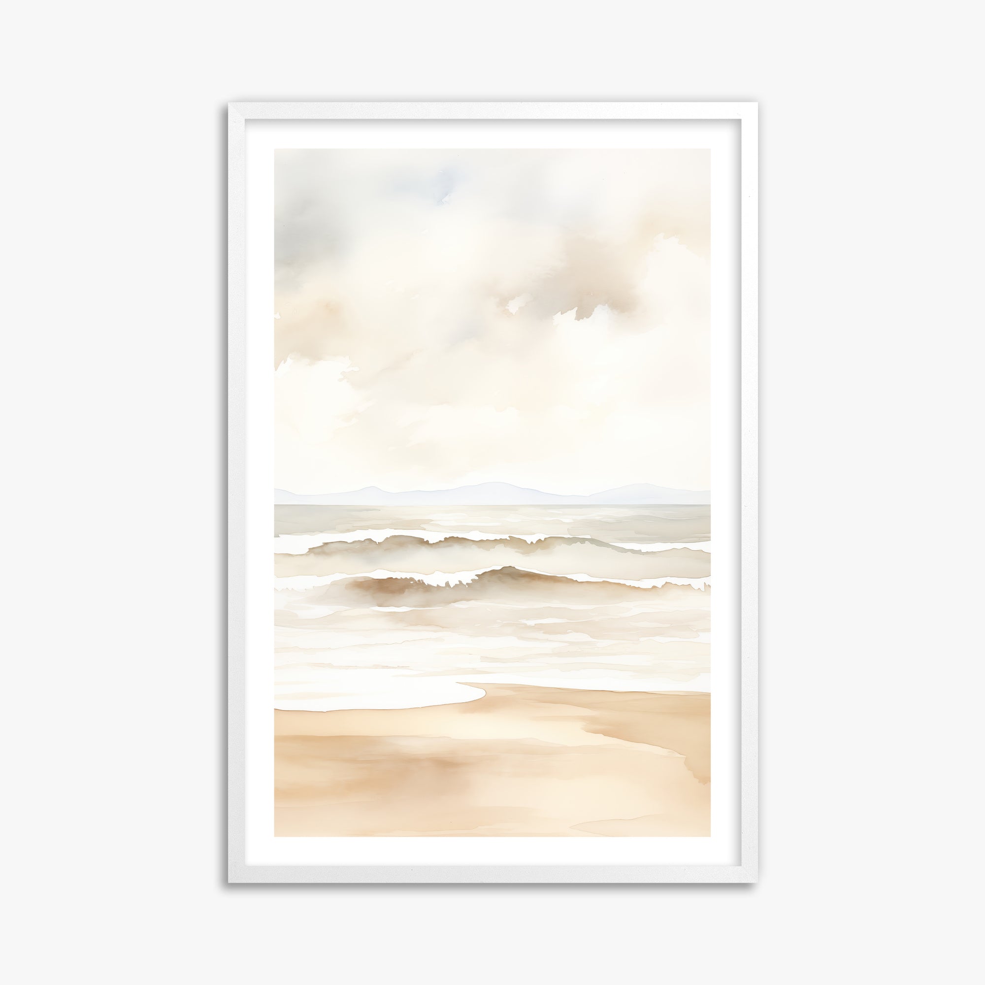 Serenity Shore, 61x91cm Framed Poster With White Frame