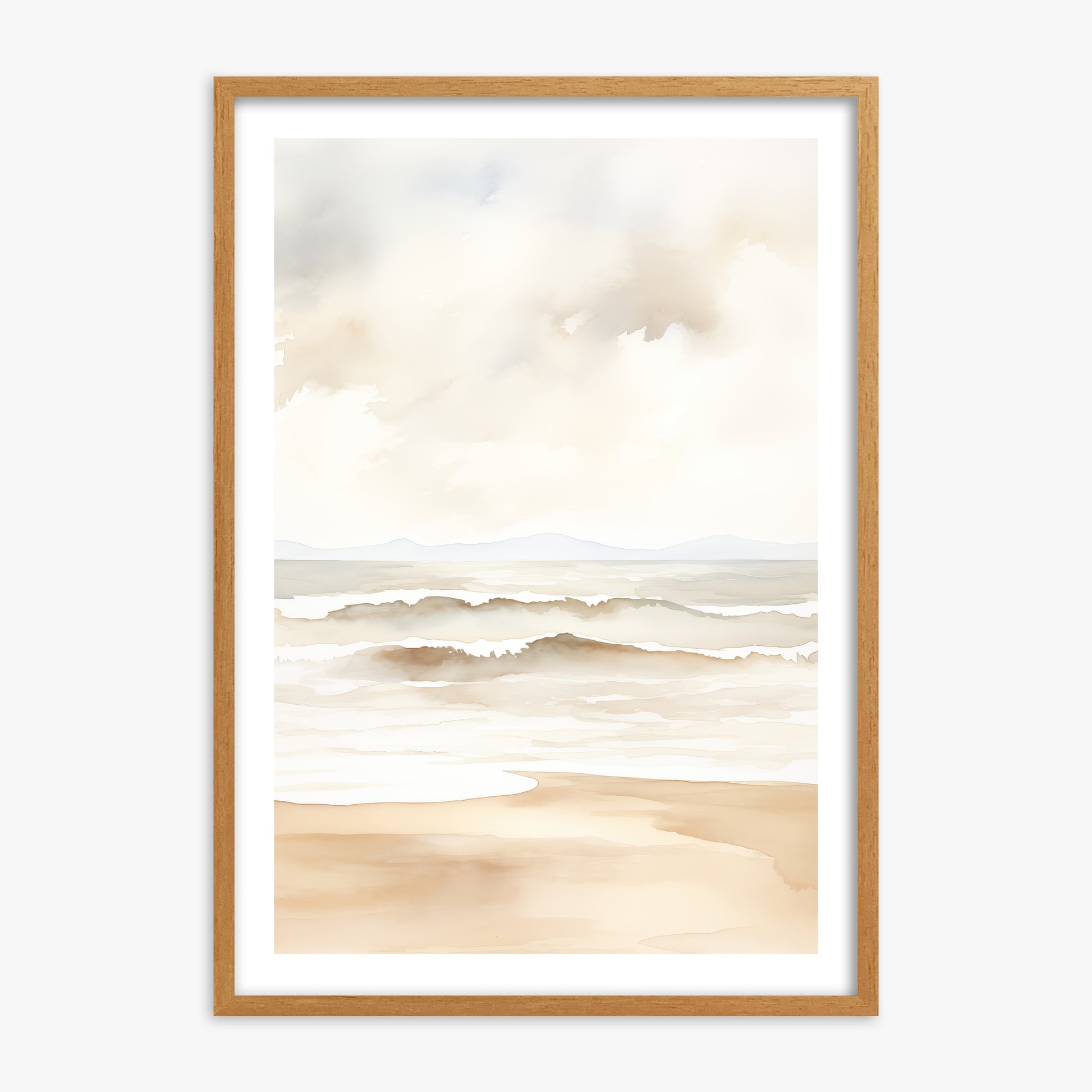 Serenity Shore, 70x100cm Framed Poster With Oak Frame