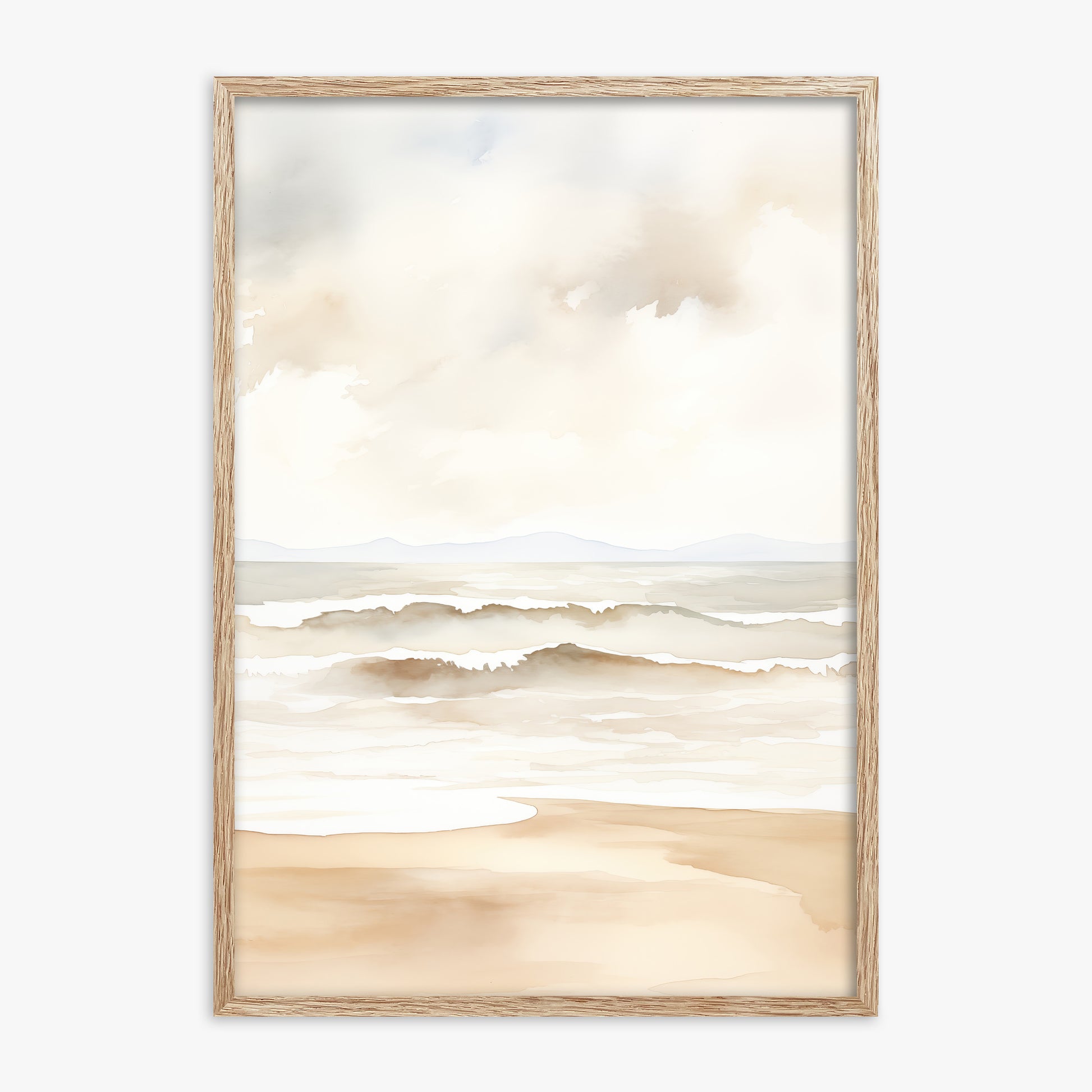 Serenity Shore, 70x100cm Framed Poster With Raw Oak Frame