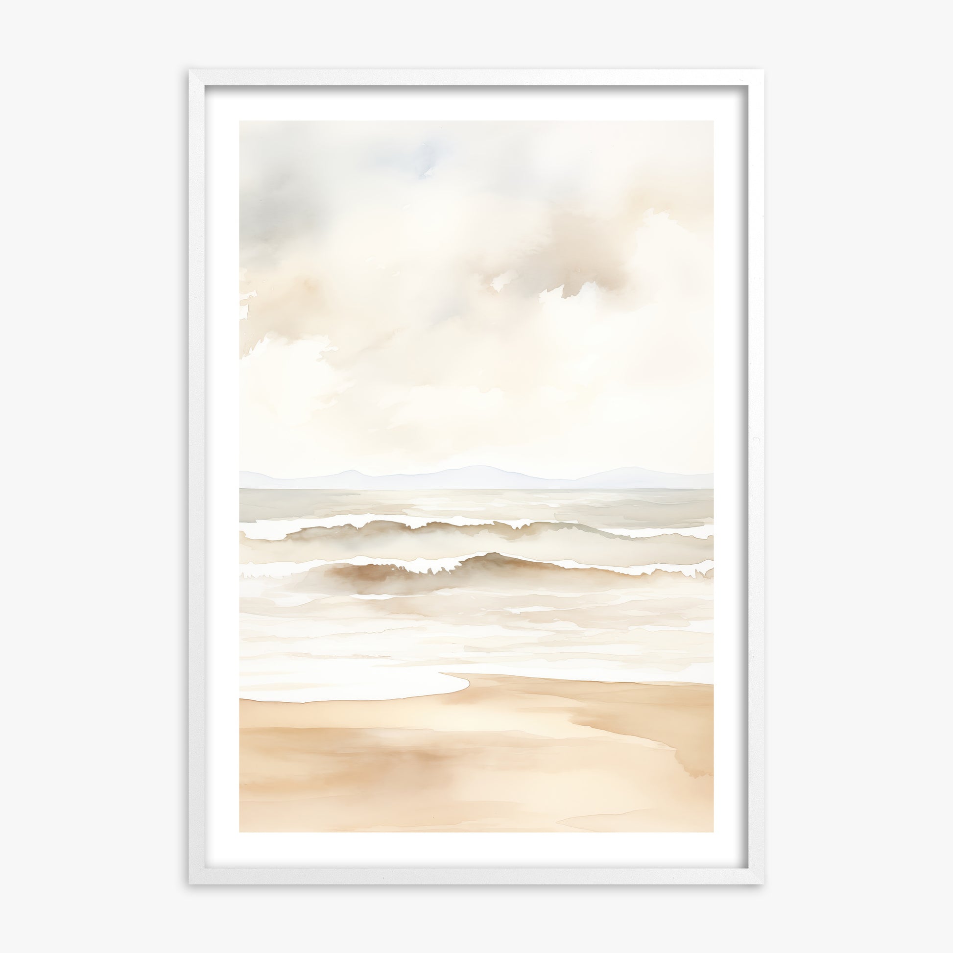 Serenity Shore, 70x100cm Framed Poster With White Frame