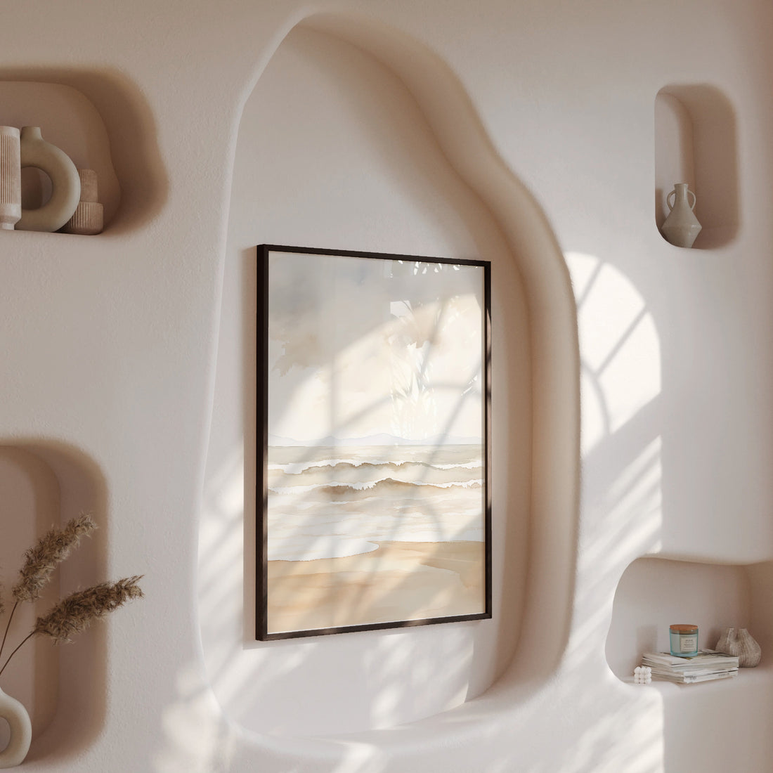 Serenity Shore, 50x70cm Framed Poster With Black Frame