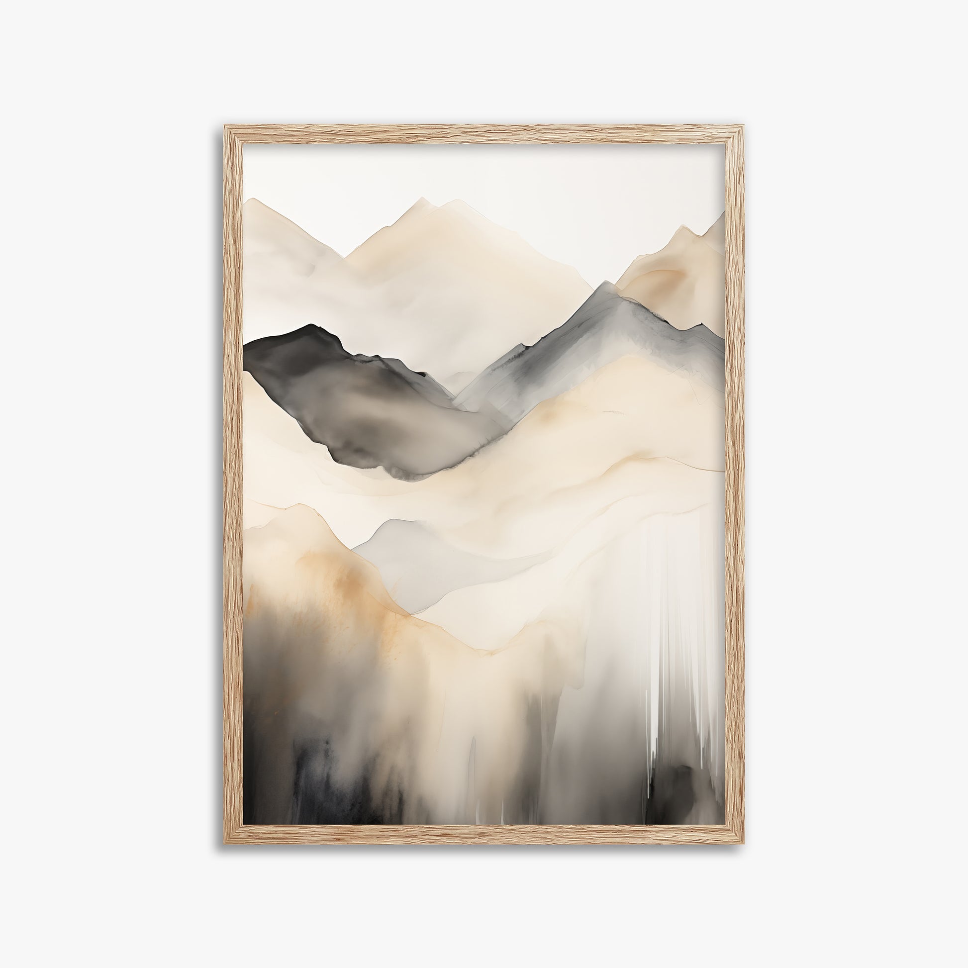 Veiled Cliffs, 50x70cm Framed Poster With Raw Oak Frame