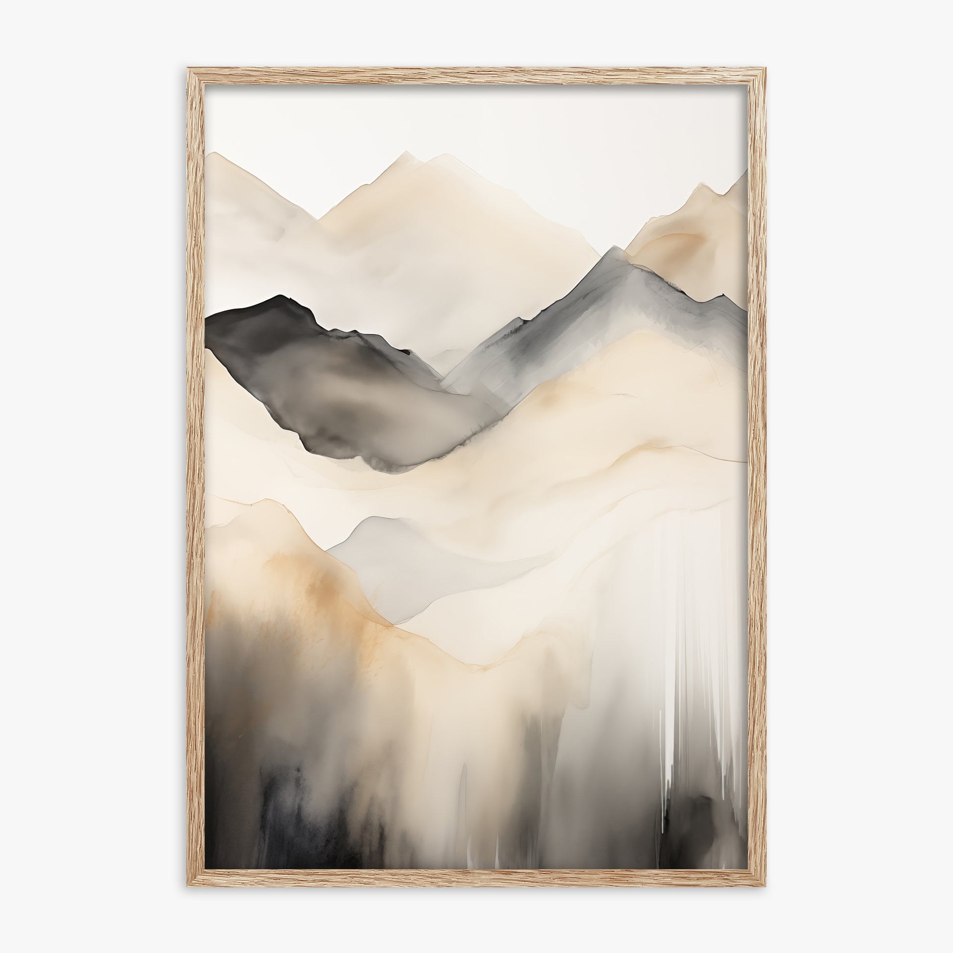 Veiled Cliffs, 70x100cm Framed Poster With Raw Oak Frame