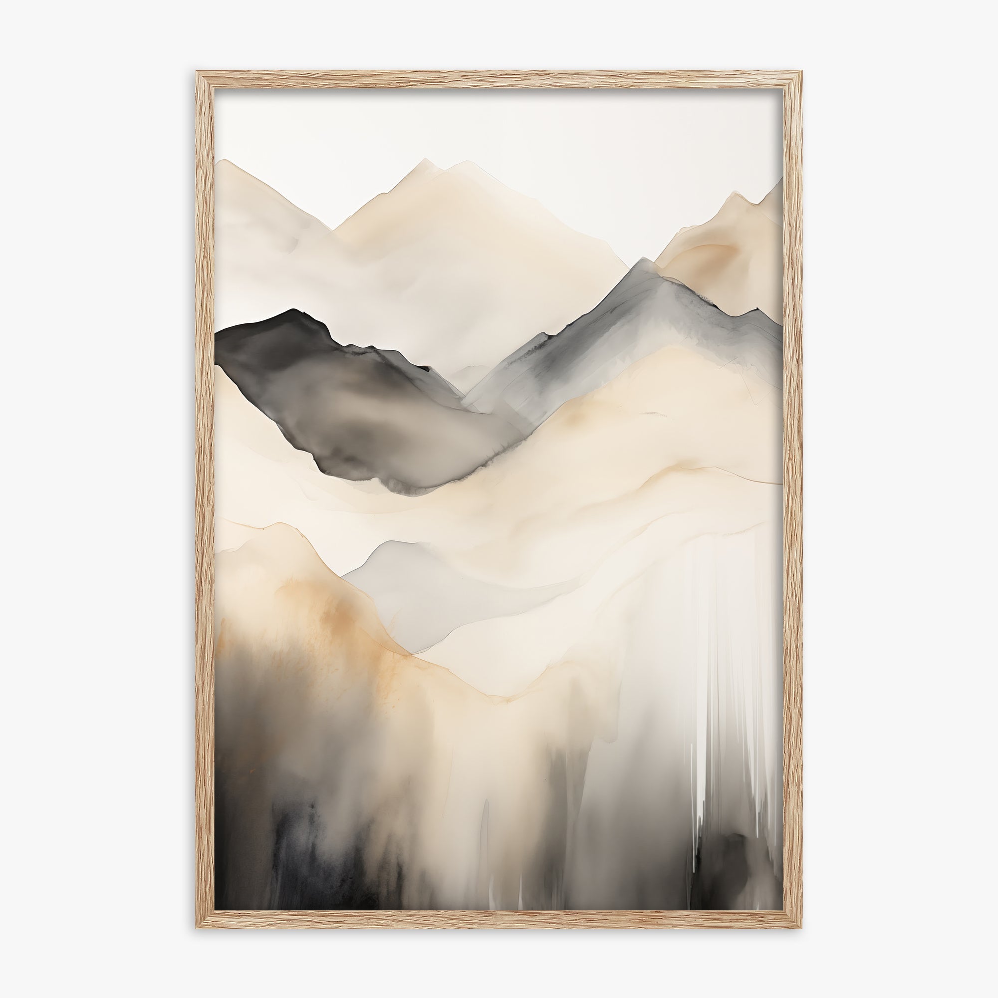 Veiled Cliffs, 70x100cm Framed Poster With Raw Oak Frame