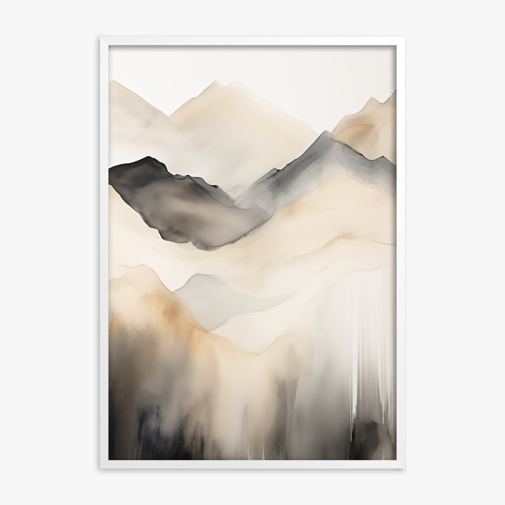 Veiled Cliffs, White Framed Poster With White Frame