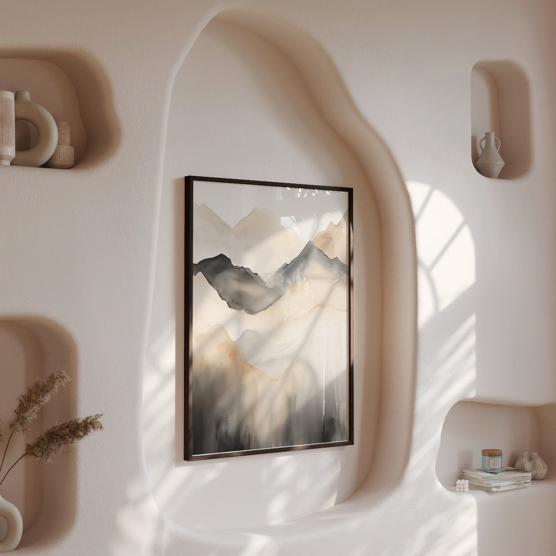 Veiled Cliffs, 50x70cm Framed Poster With Black Frame