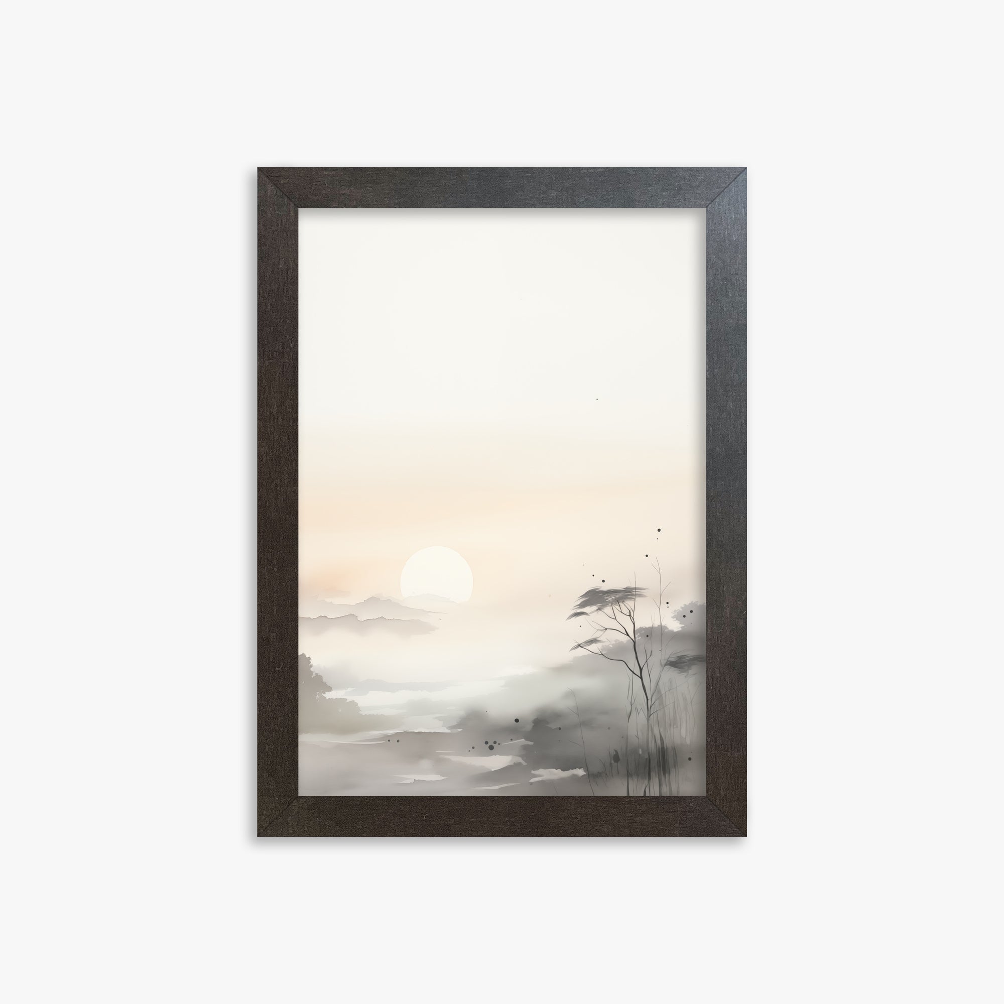 Misty Dawn Serenity, 21x30cm Framed Poster With Espresso Frame