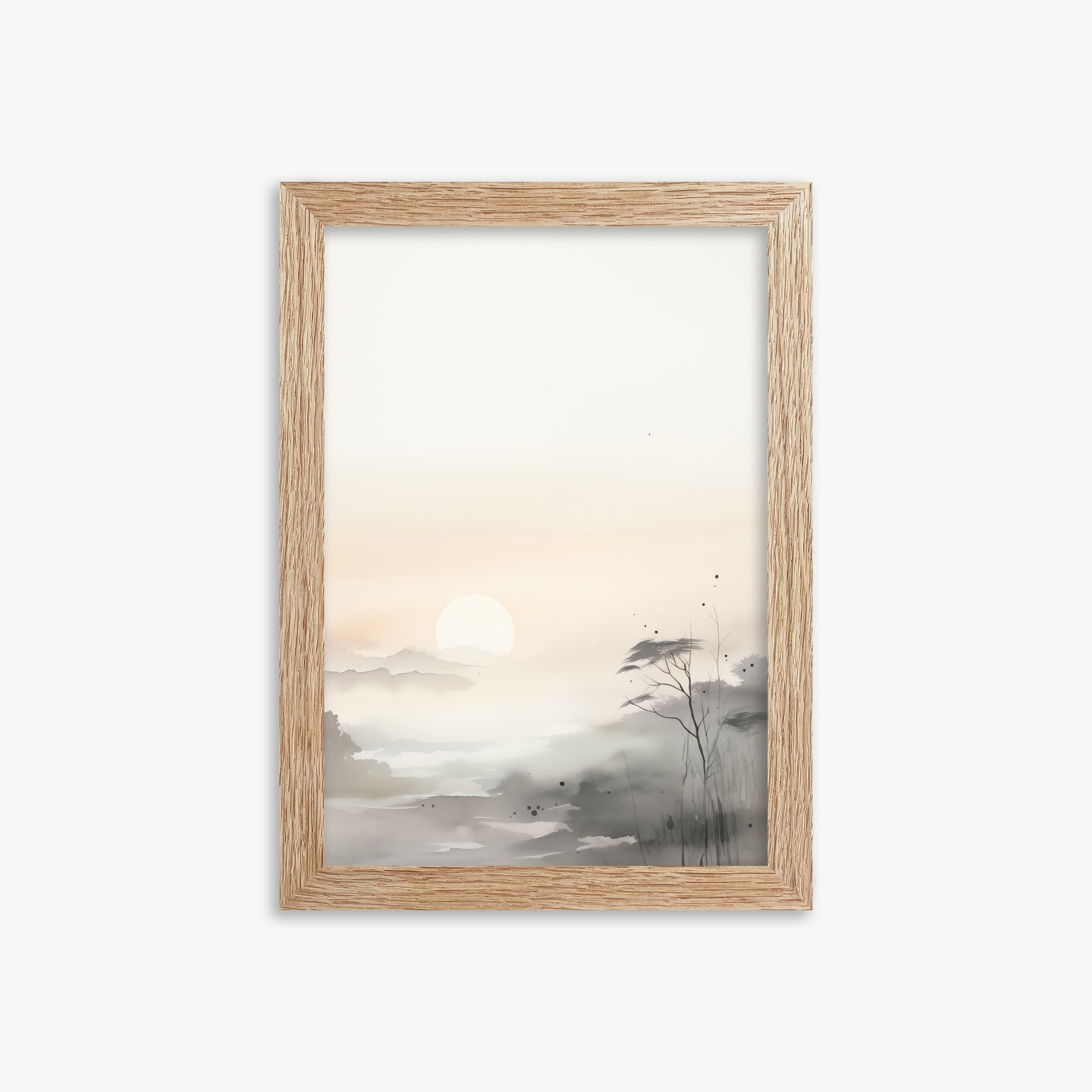 Misty Dawn Serenity, 21x30cm Framed Poster With Raw Oak Frame
