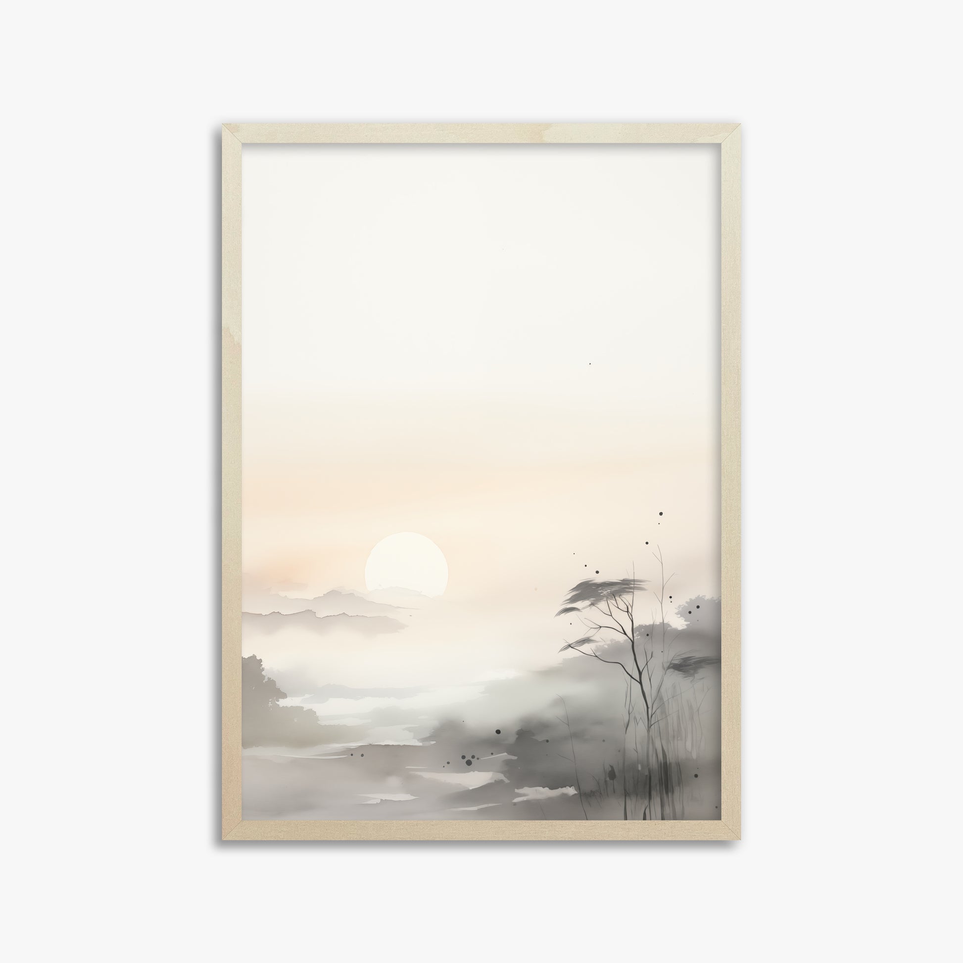 Misty Dawn Serenity, 50x70cm Framed Poster With Lime Wood Frame