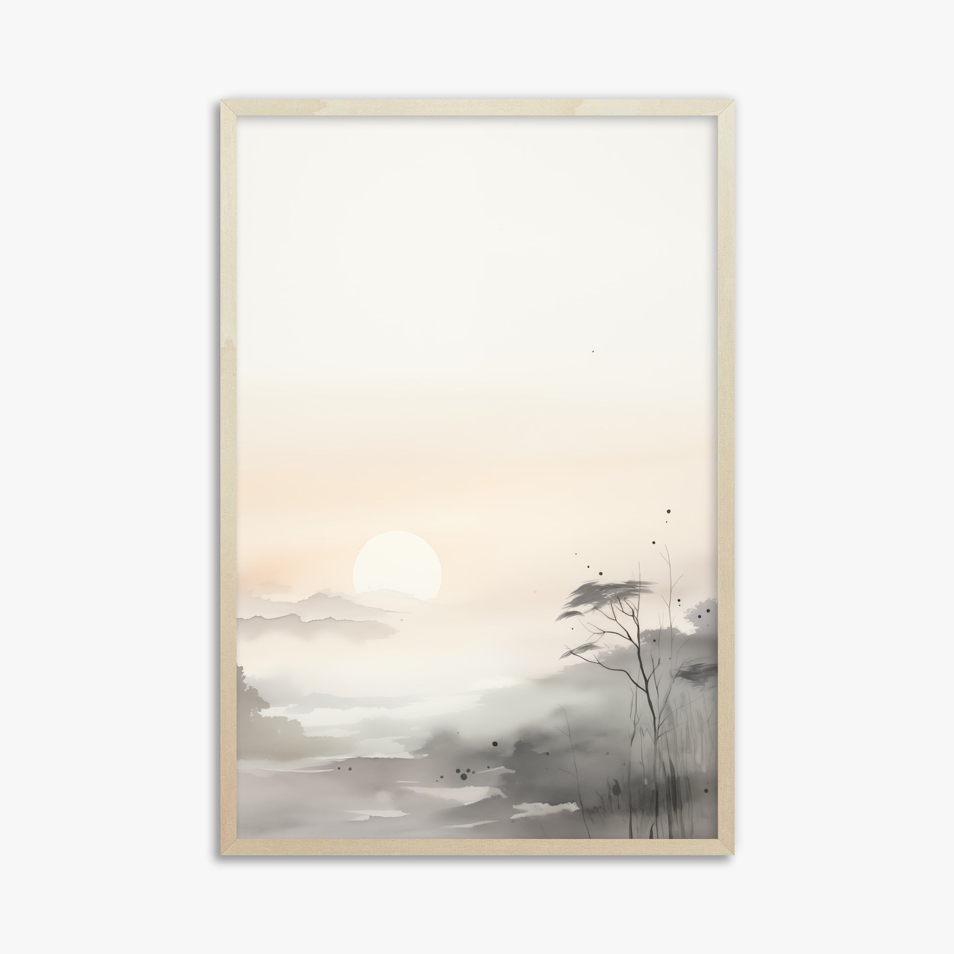 Misty Dawn Serenity, 61x91cm Framed Poster With Lime Wood Frame