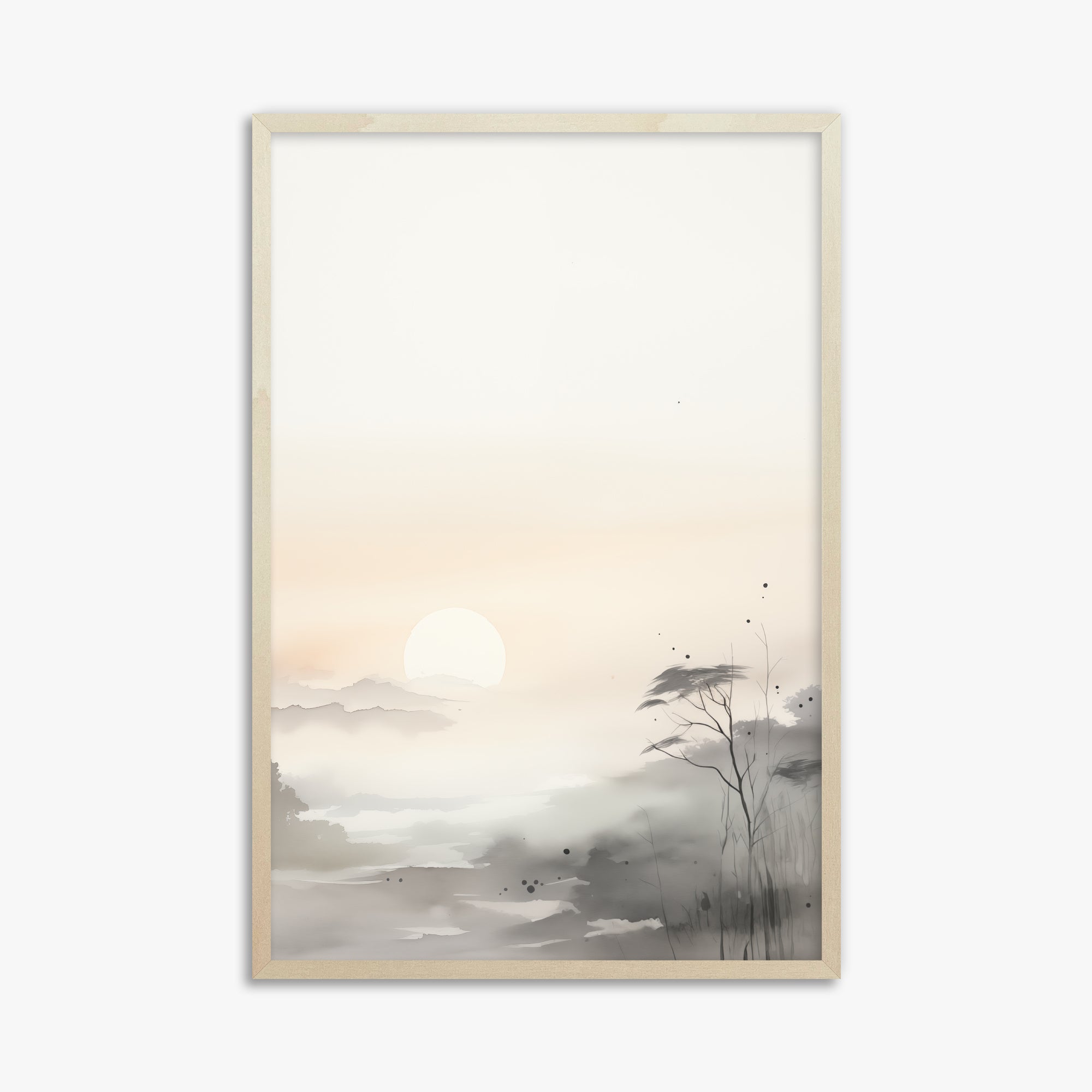Misty Dawn Serenity, 61x91cm Framed Poster With Lime Wood Frame