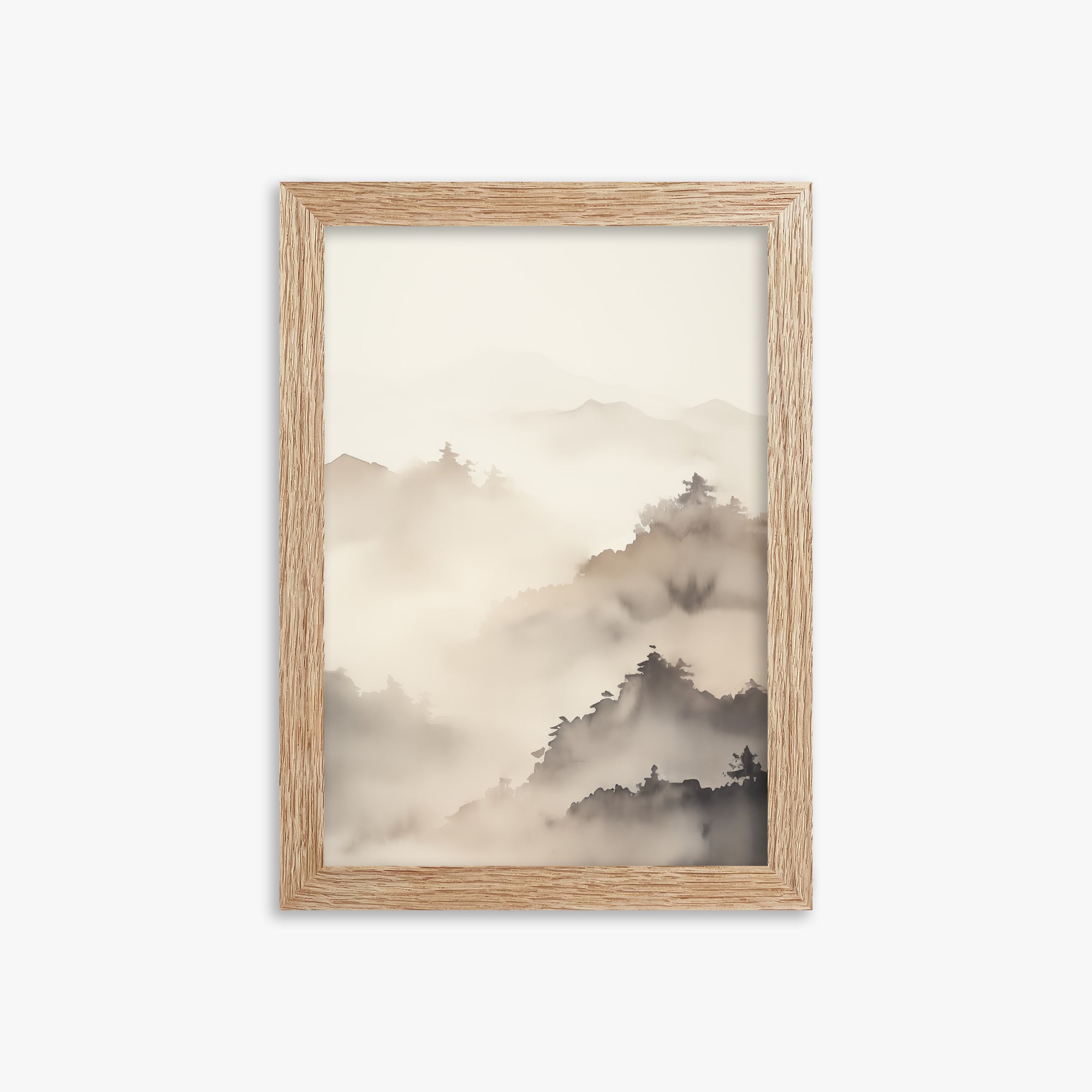 Foggy Ridge Panorama, 21x30cm Framed Poster With Raw Oak Frame