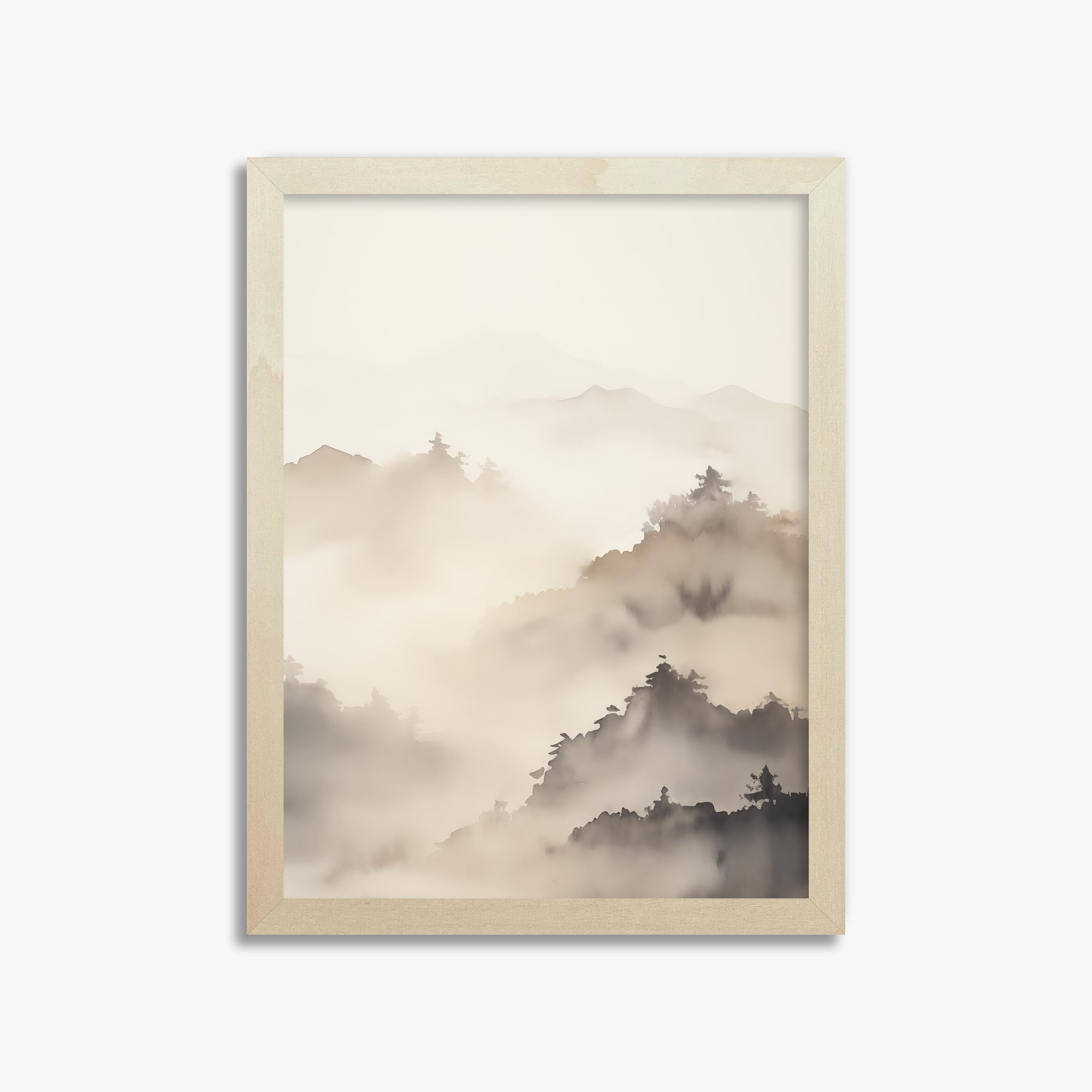 Foggy Ridge Panorama, 30x40cm Framed Poster With Lime Wood Frame