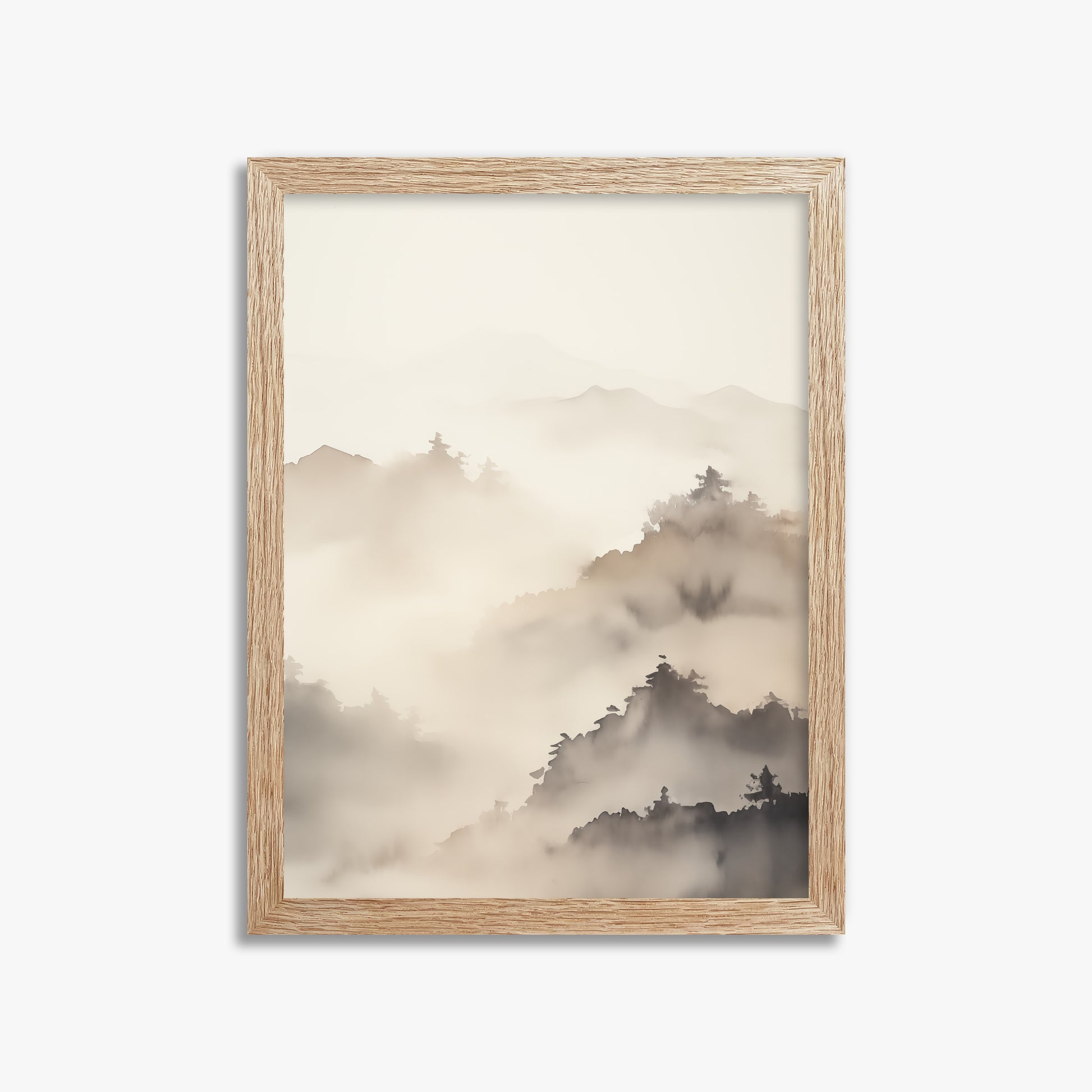 Foggy Ridge Panorama, 30x40cm Framed Poster With Raw Oak Frame