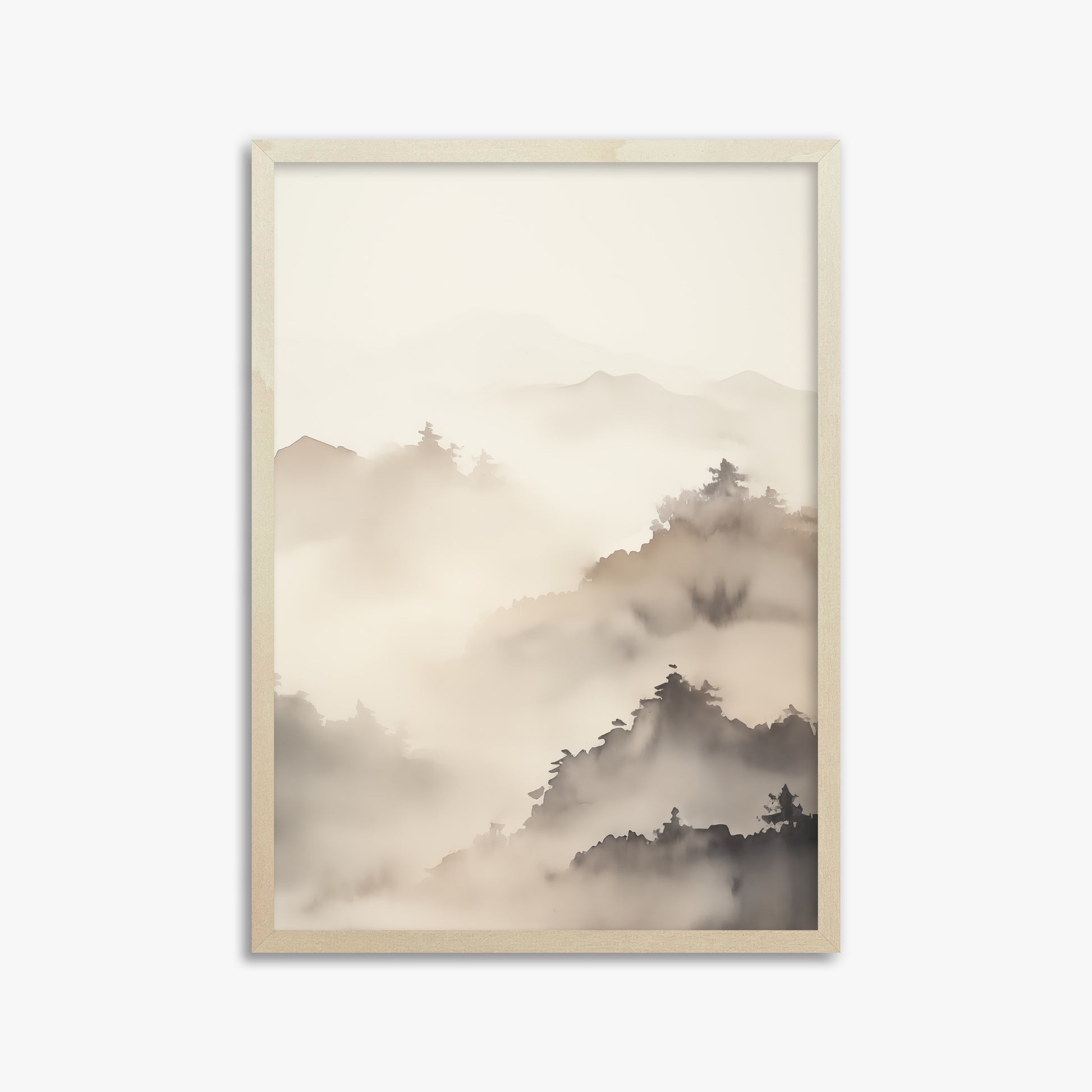 Foggy Ridge Panorama, 50x70cm Framed Poster With Lime Wood Frame