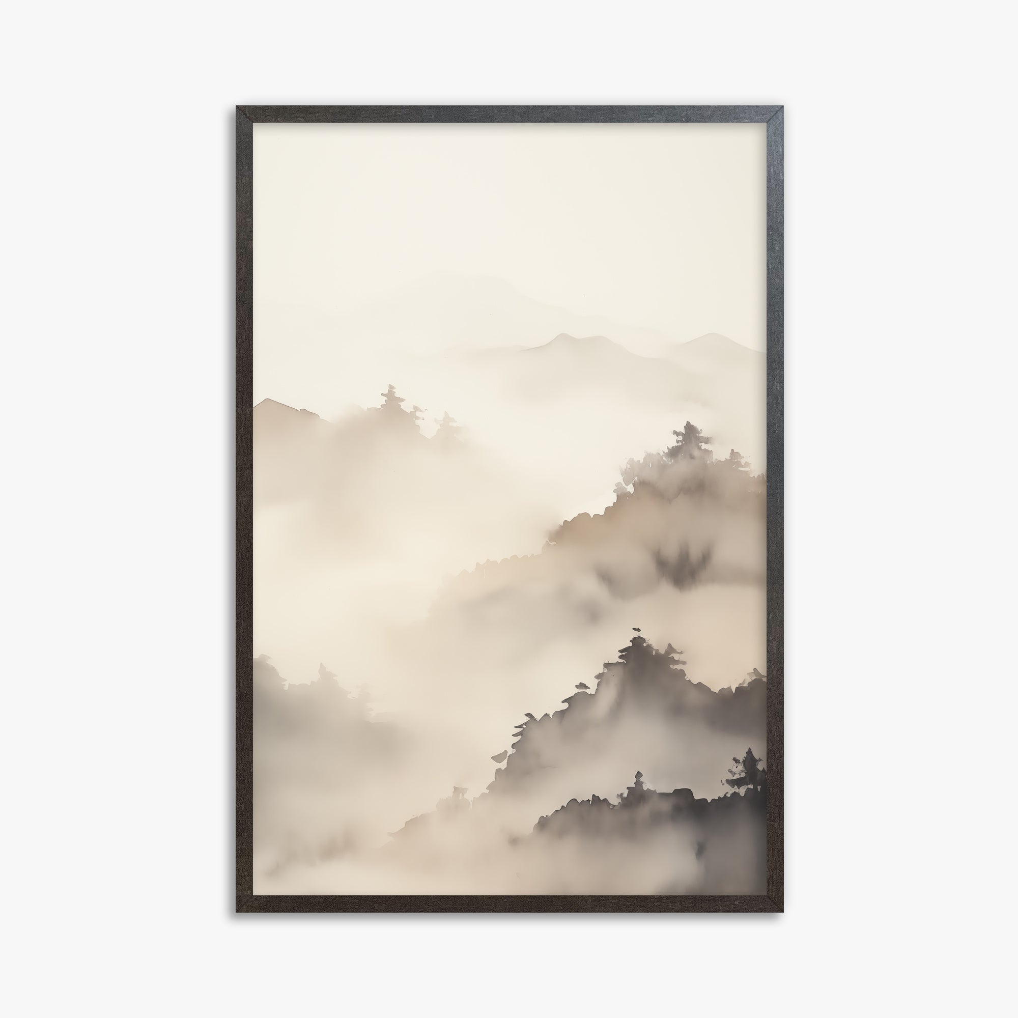 Foggy Ridge Panorama, 61x91cm Framed Poster With Espresso Frame