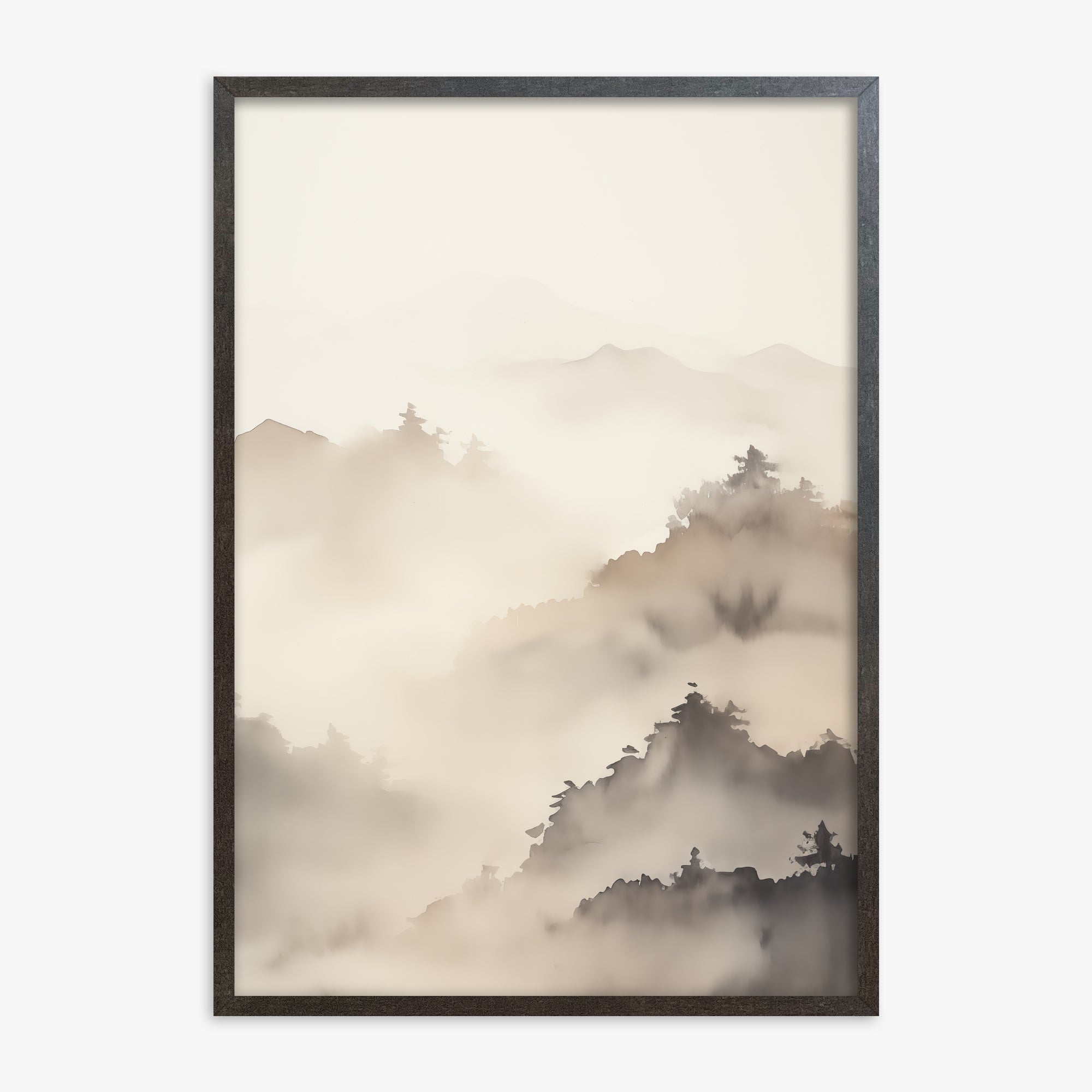 Foggy Ridge Panorama, 70x100cm Framed Poster With Espresso Frame