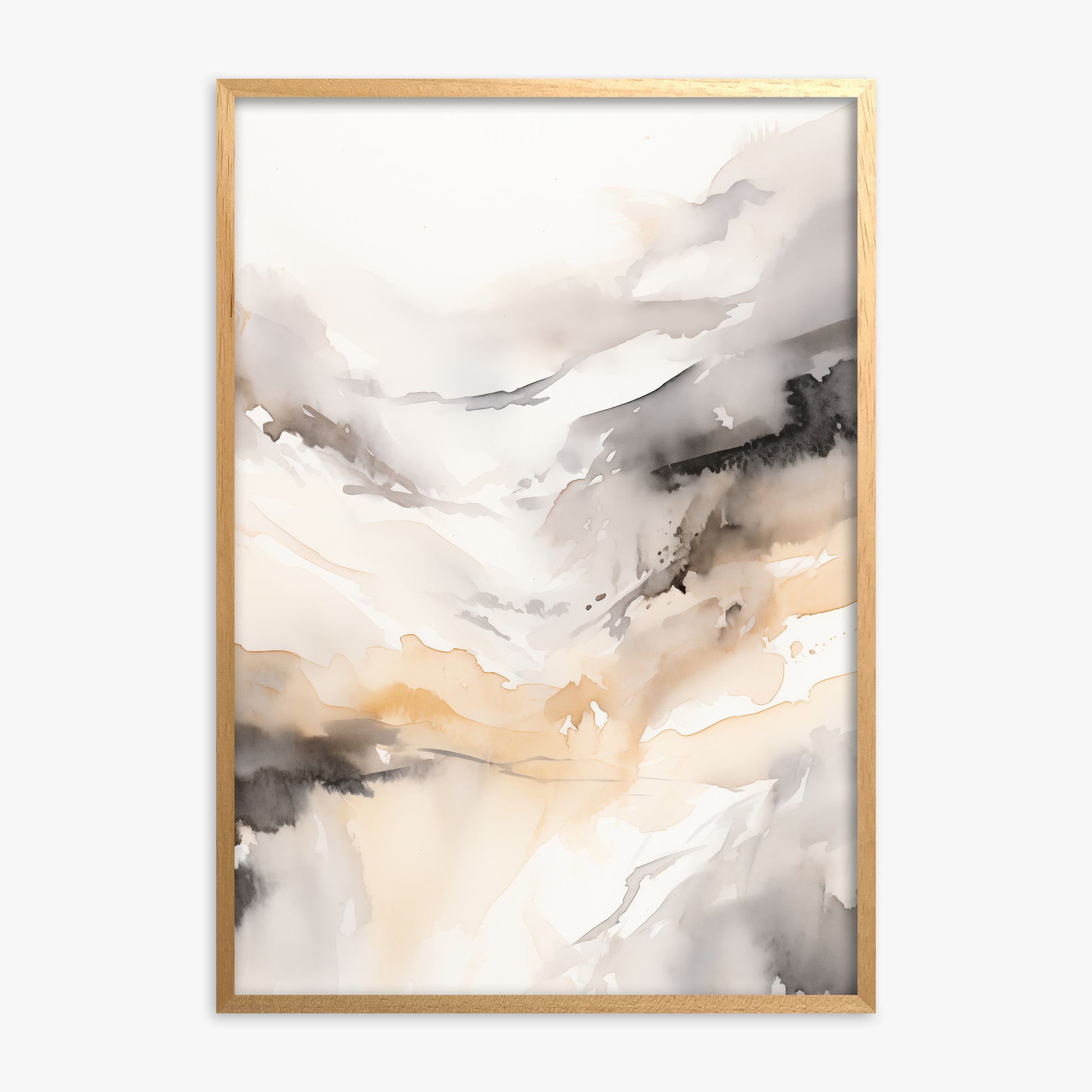 Autumn Valley Haze, Oak Framed Poster With Oak Frame